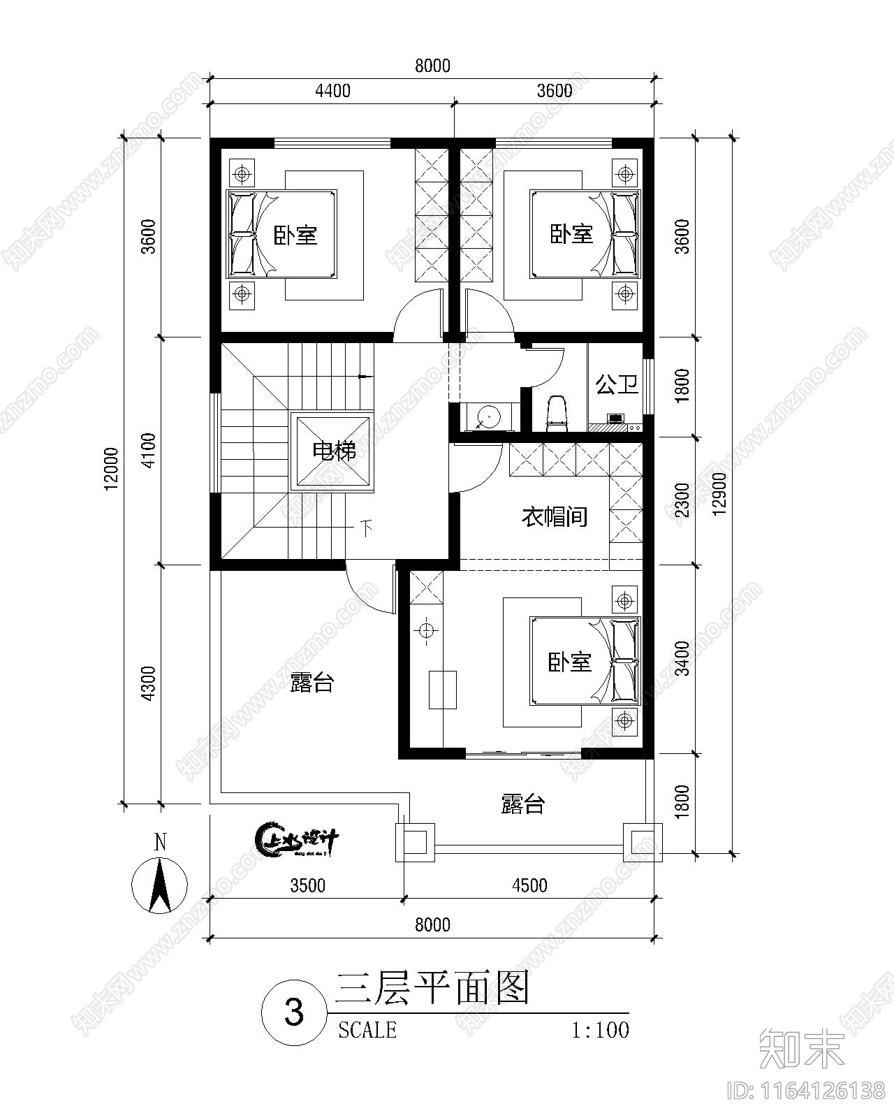 新中式欧式别墅建筑施工图下载【ID:1164126138】