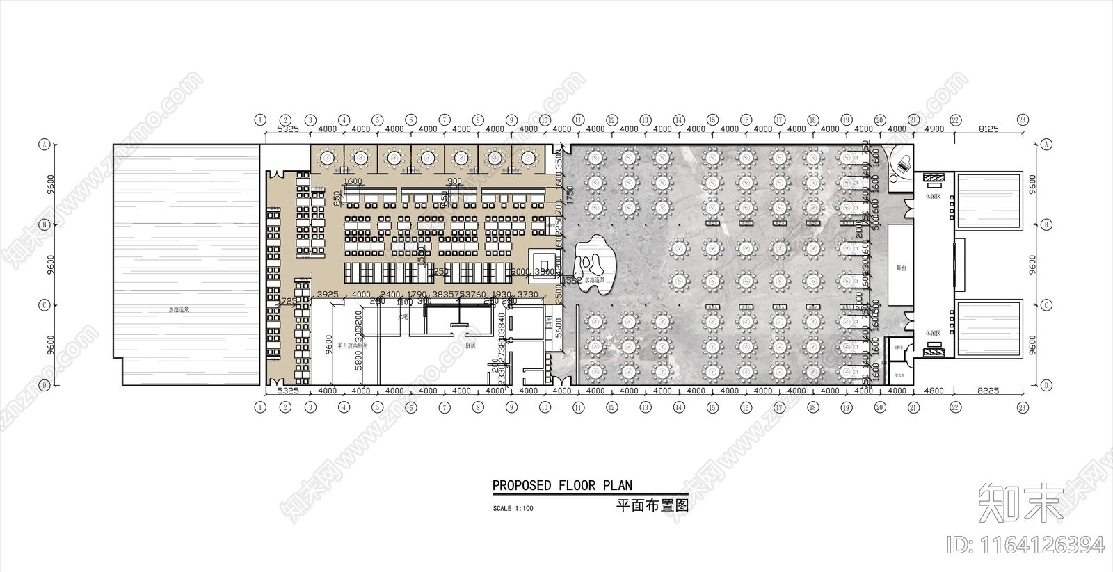 现代欧式中餐厅施工图下载【ID:1164126394】