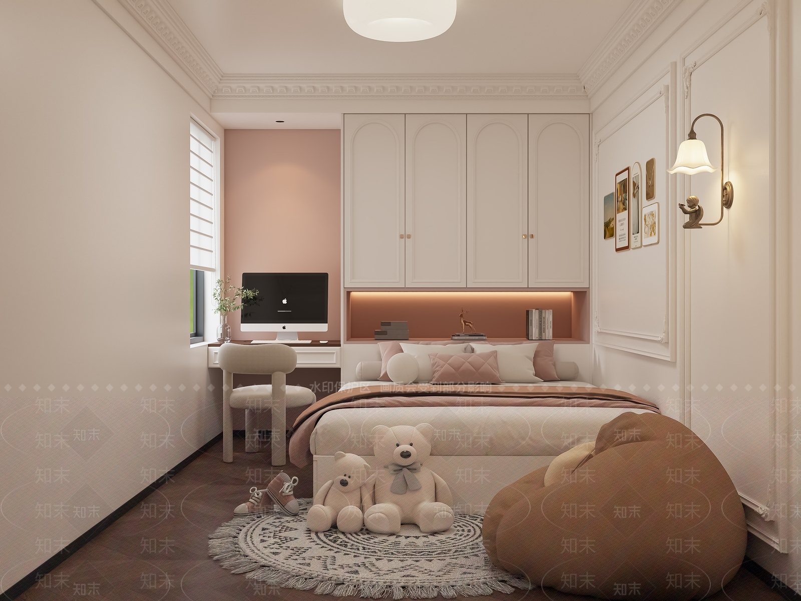 法式榻榻米卧室3D模型下载【ID:1164134955】