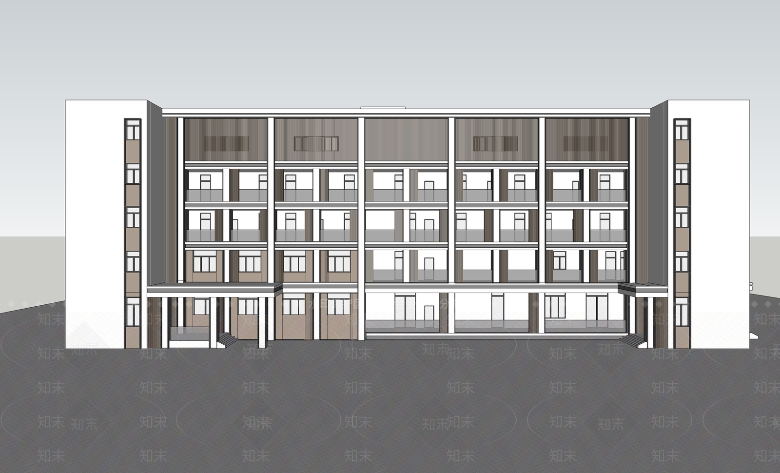 现代多层住宅SU模型下载【ID:1164134737】
