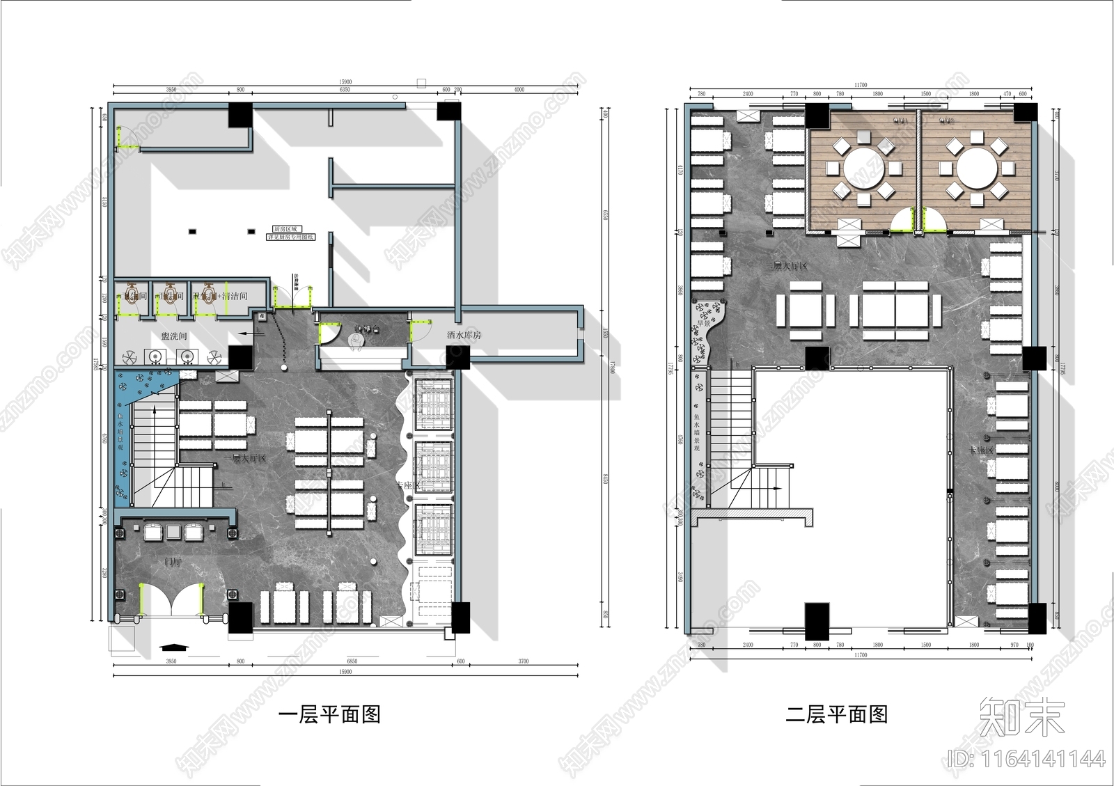 中式复古火锅店cad施工图下载【ID:1164141144】