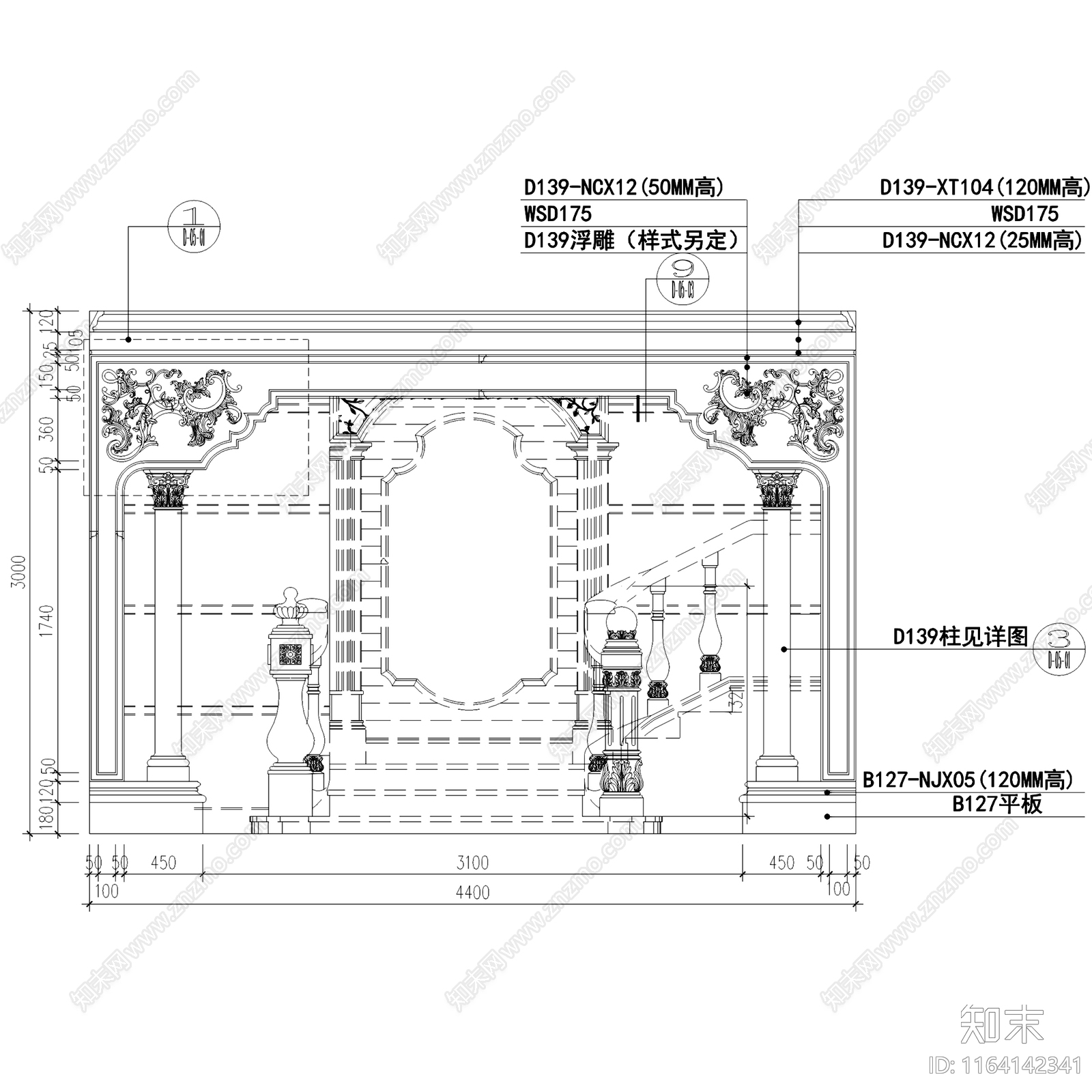 欧式陶瓷城石英石客厅展厅立面cad施工图下载【ID:1164142341】