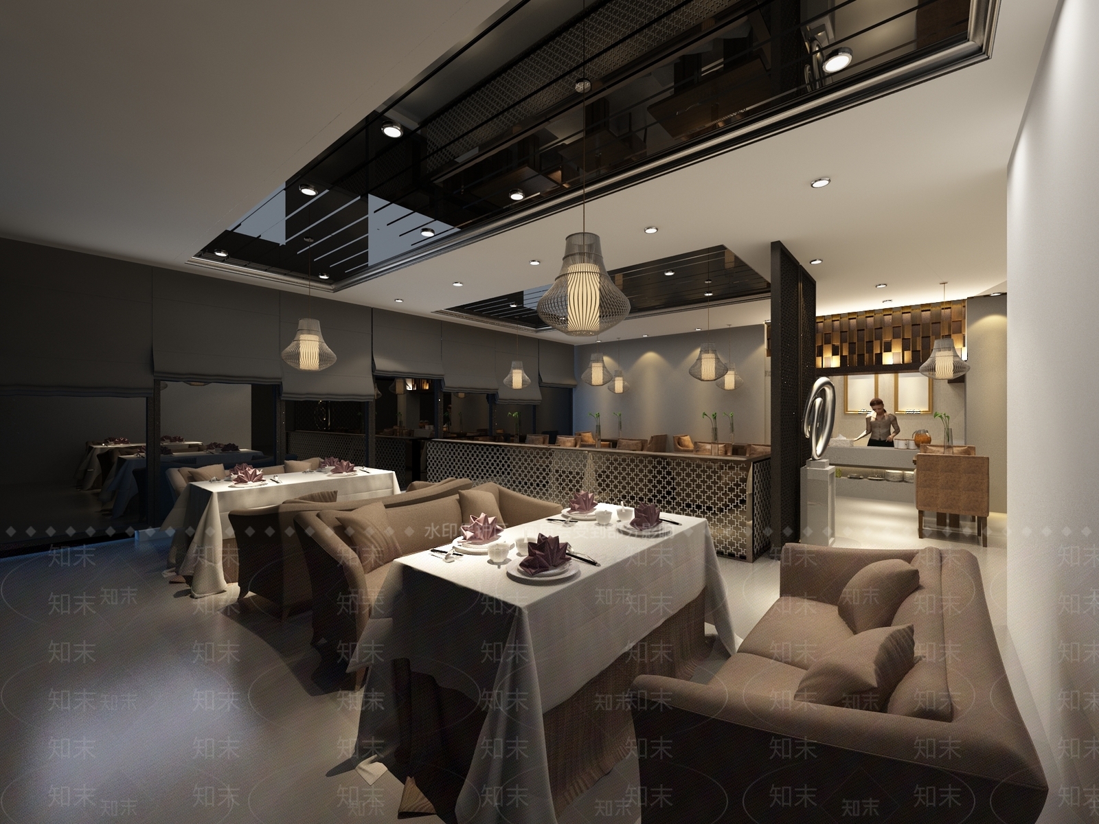 现代西餐厅3D模型下载【ID:1164146220】