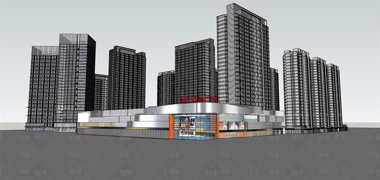现代商场建筑SU模型下载【ID:1164148217】