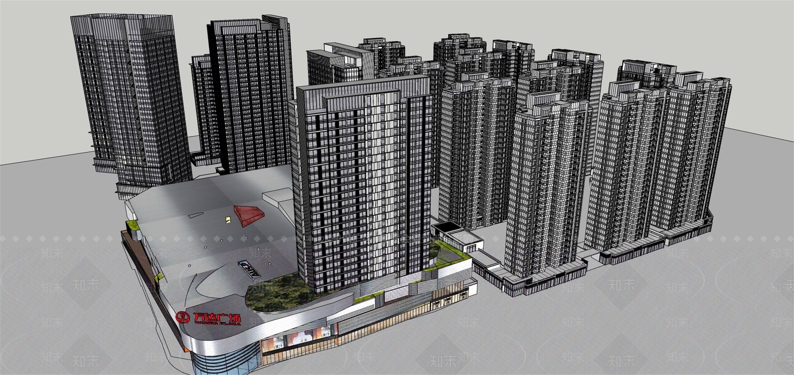 现代商场建筑SU模型下载【ID:1164148217】