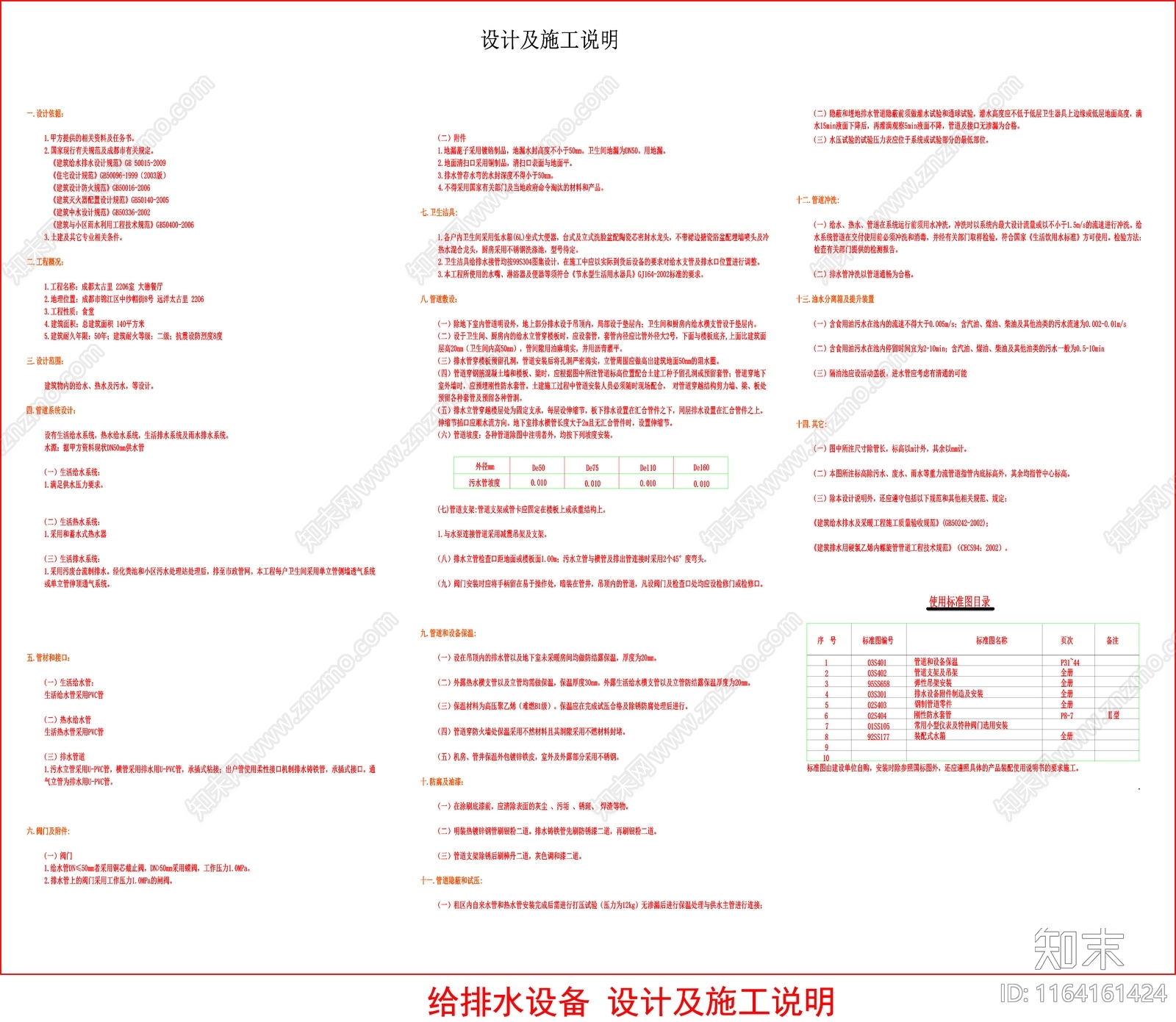 现代设计说明cad施工图下载【ID:1164161424】