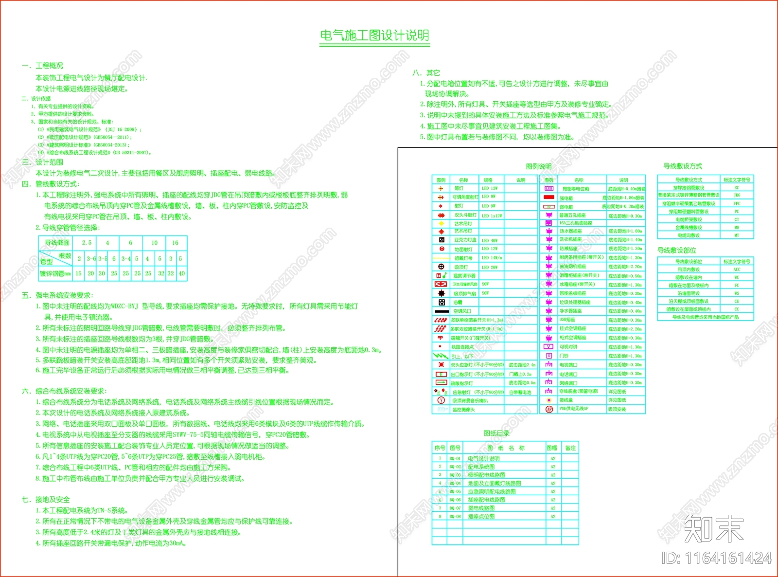 现代设计说明cad施工图下载【ID:1164161424】