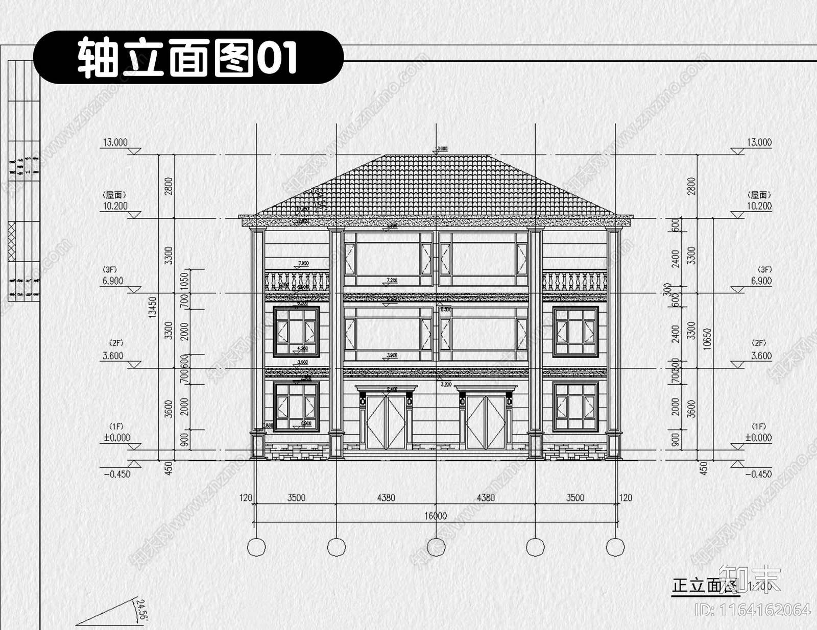 新中式别墅建筑施工图下载【ID:1164162064】