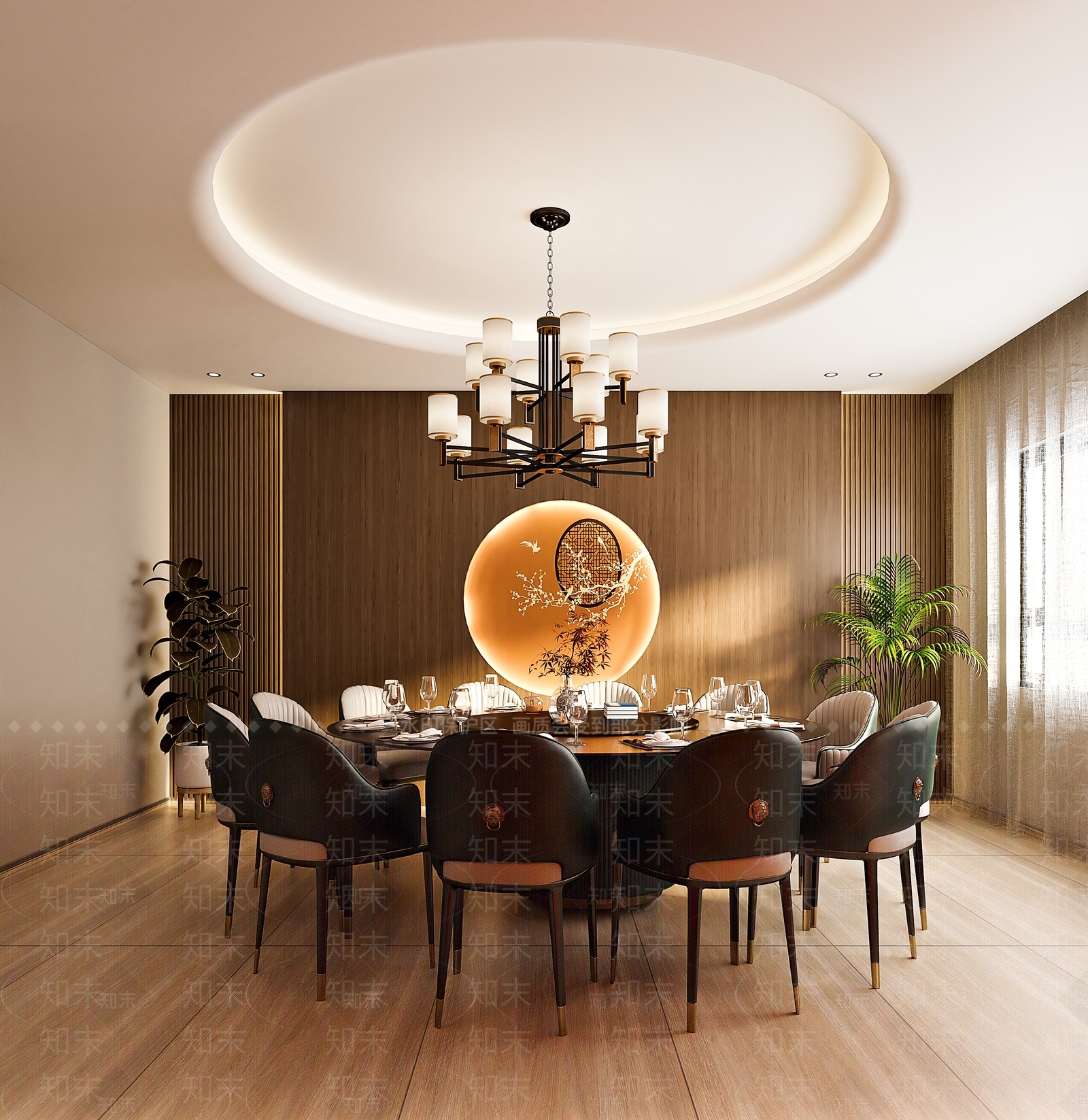 新中式现代中餐厅3D模型下载【ID:1164165619】