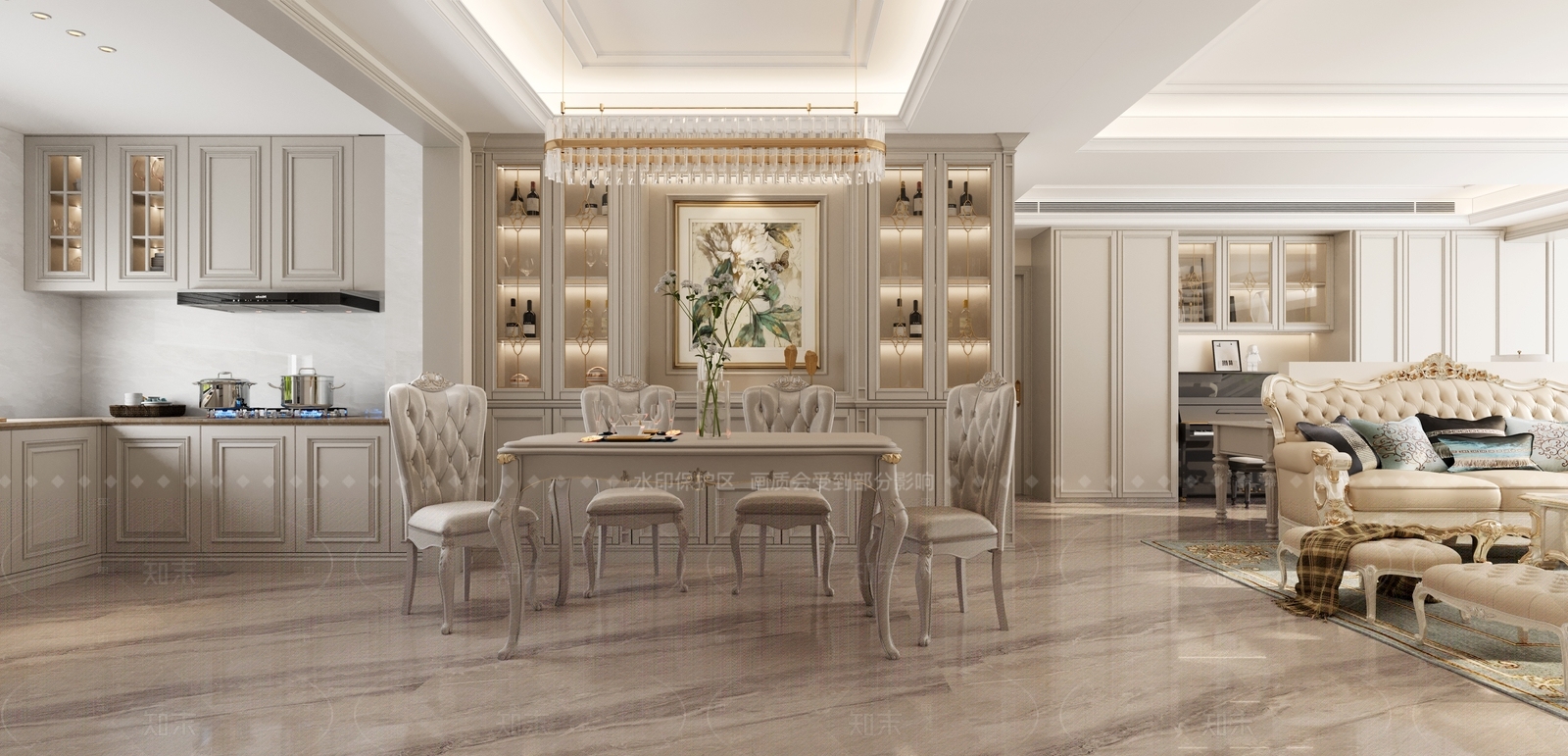 欧式家居餐厅3D模型下载【ID:1214628533】