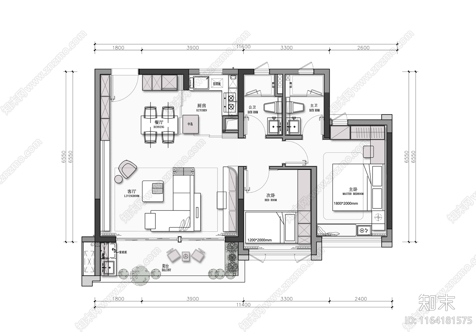 户型优化施工图下载【ID:1164181575】