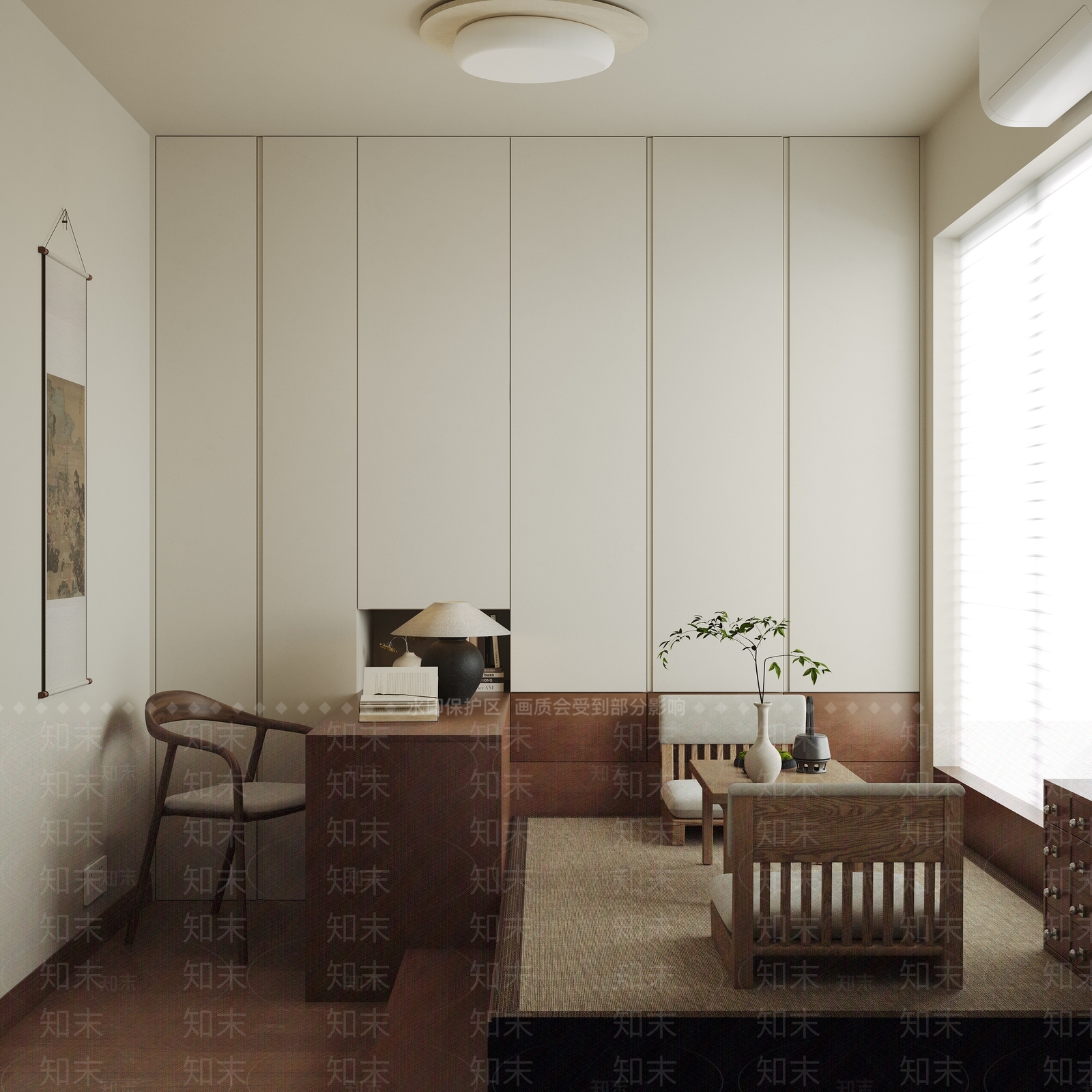 新中式日式榻榻米卧室3D模型下载【ID:1164191001】