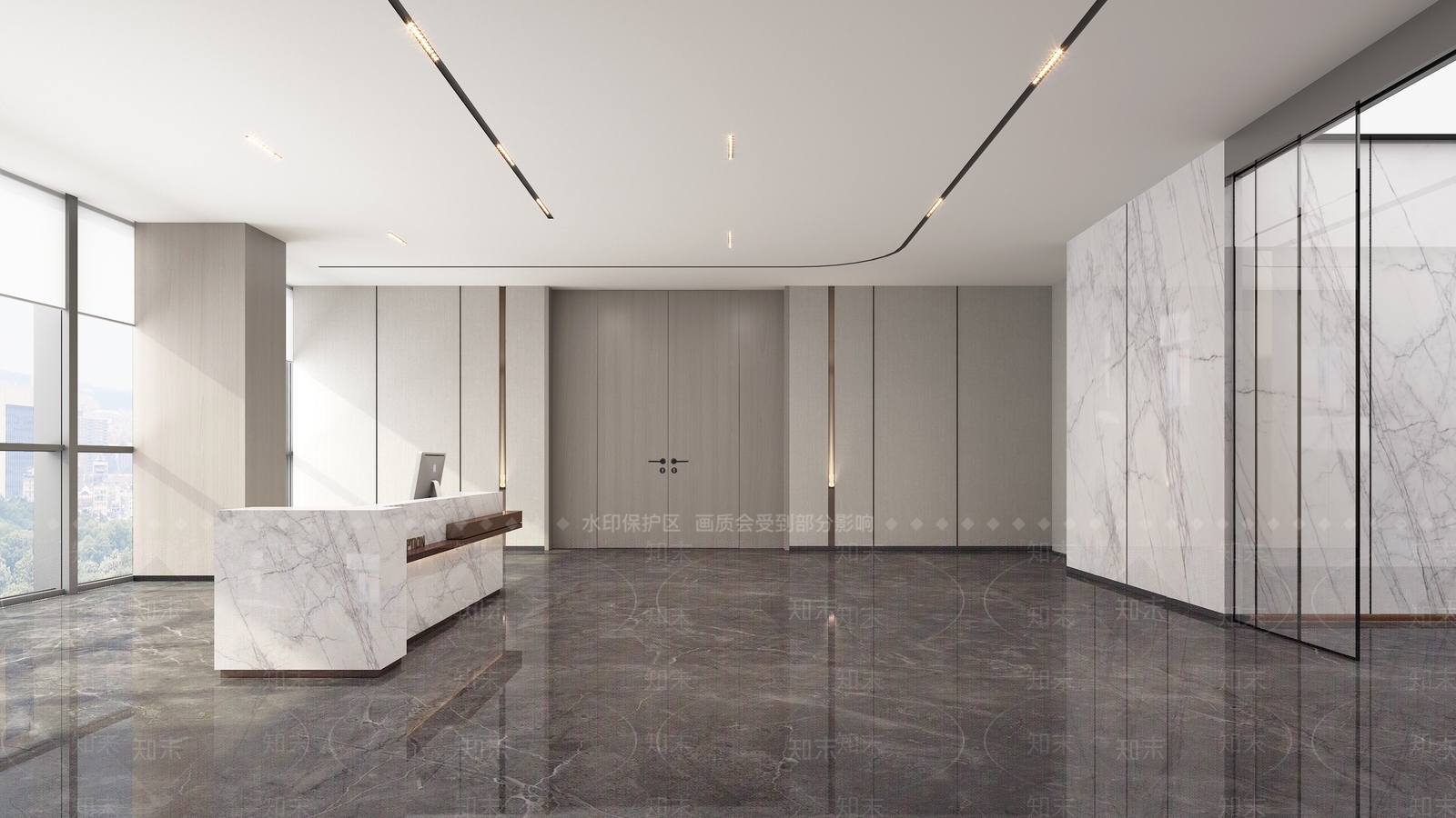 现代办公大厅3D模型下载【ID:1164193561】