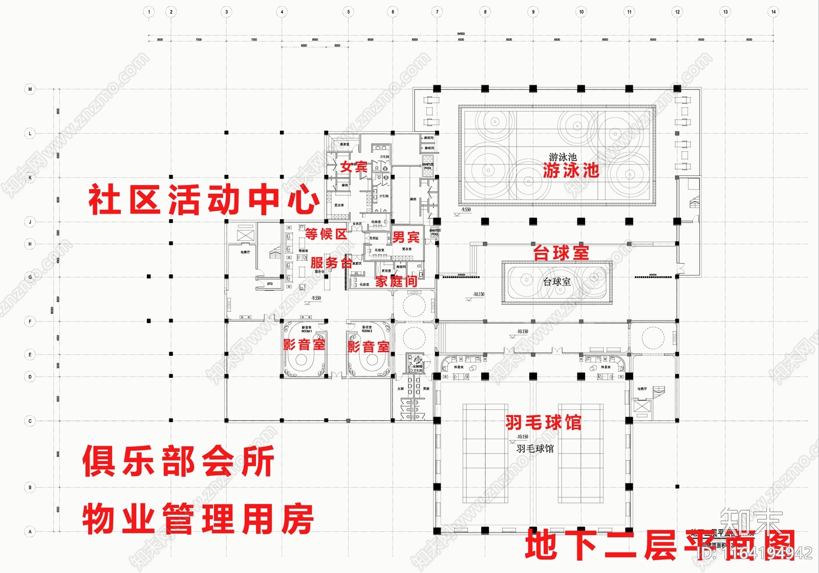 现代会所cad施工图下载【ID:1164194942】