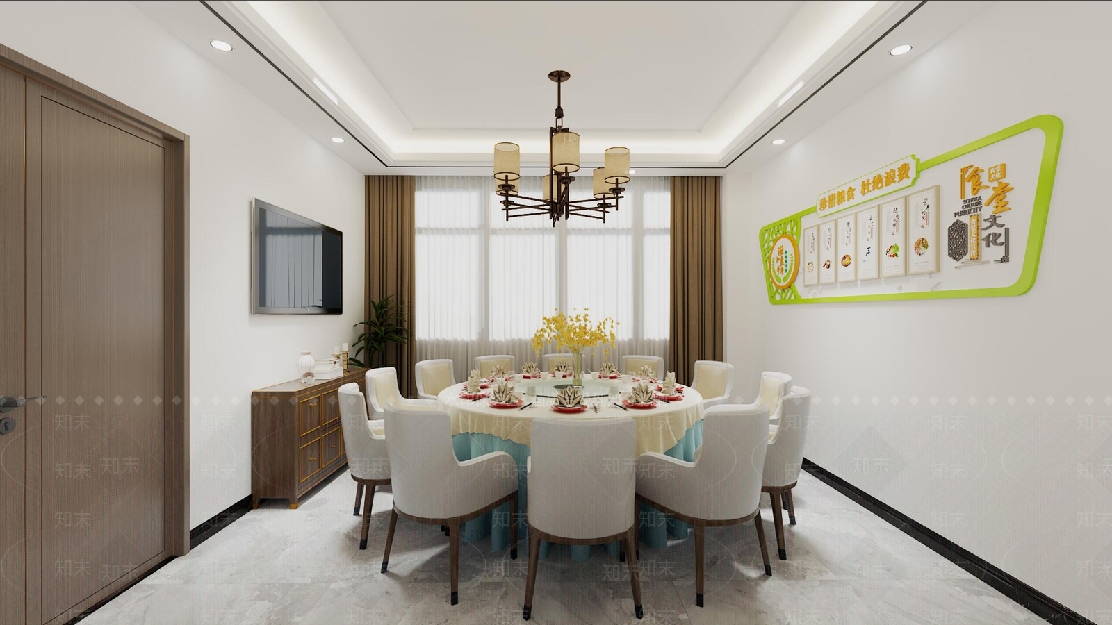 现代中式包厢3D模型下载【ID:1164196660】