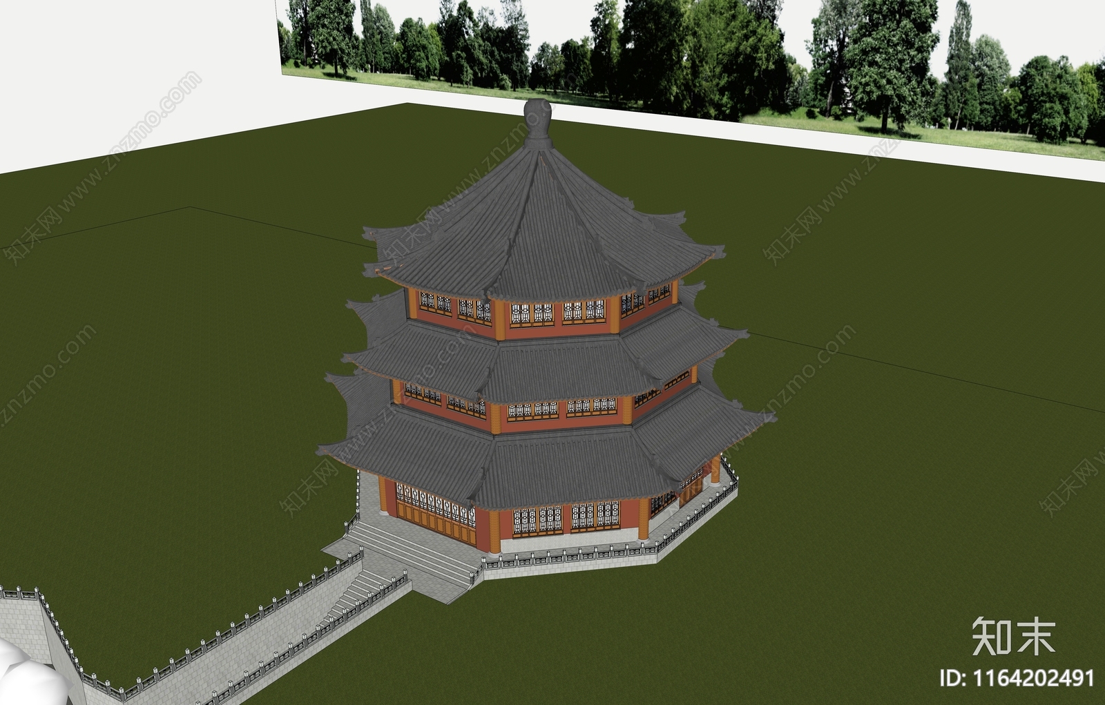 中式寺庙建筑SU模型下载【ID:1164202491】