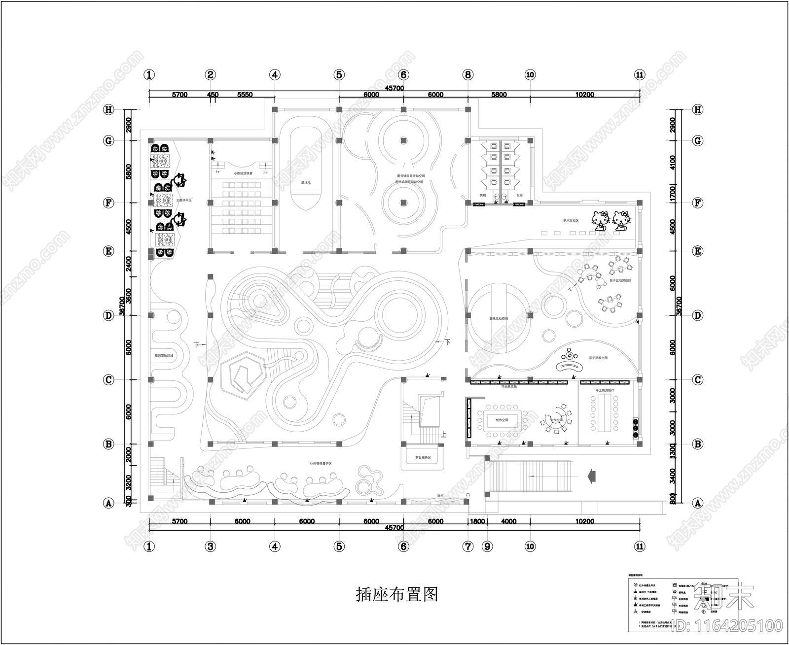 现代活动中心cad施工图下载【ID:1164205100】