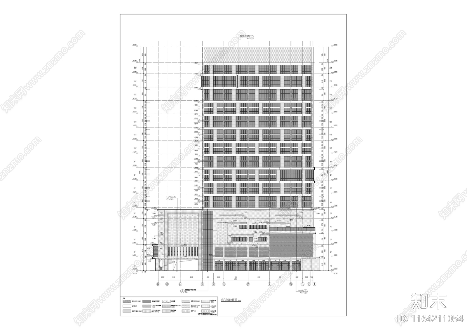 现代农贸市场建筑cad施工图下载【ID:1164211054】