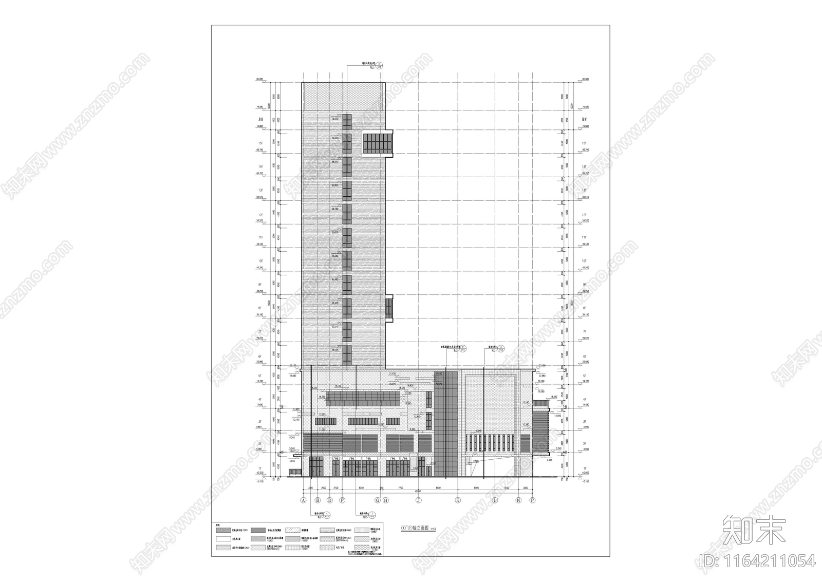 现代农贸市场建筑cad施工图下载【ID:1164211054】