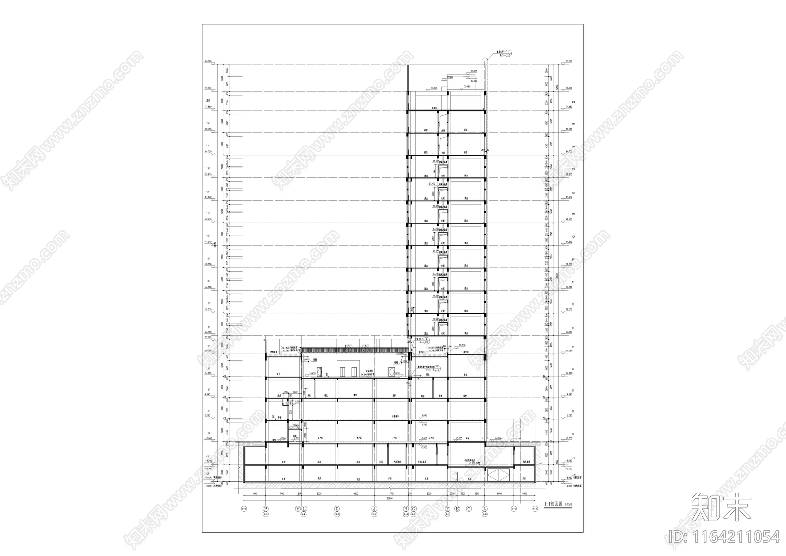 现代农贸市场建筑cad施工图下载【ID:1164211054】