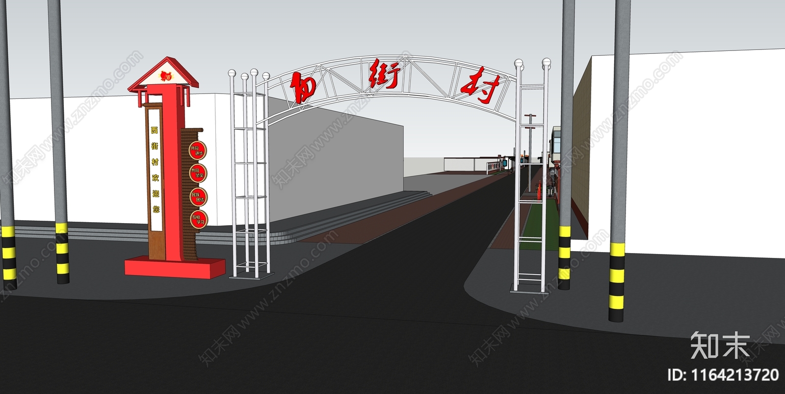 现代小区景观SU模型下载【ID:1164213720】