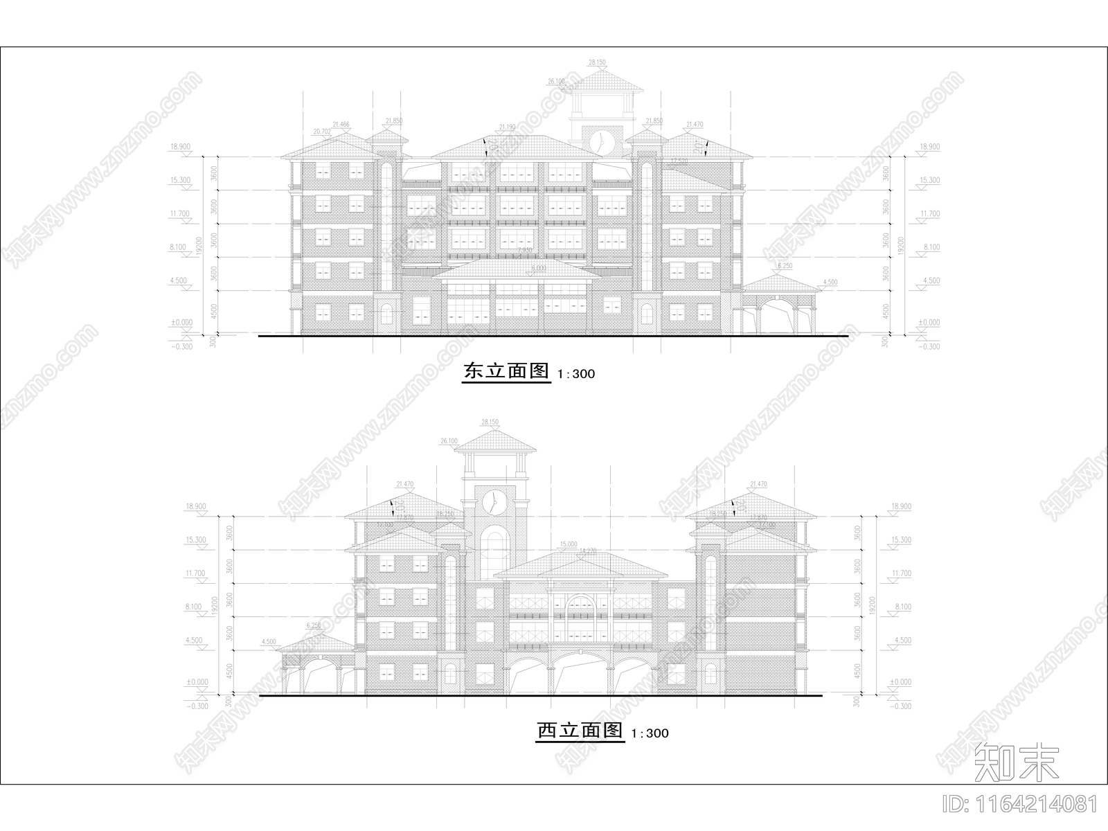 复古学校建筑cad施工图下载【ID:1164214081】