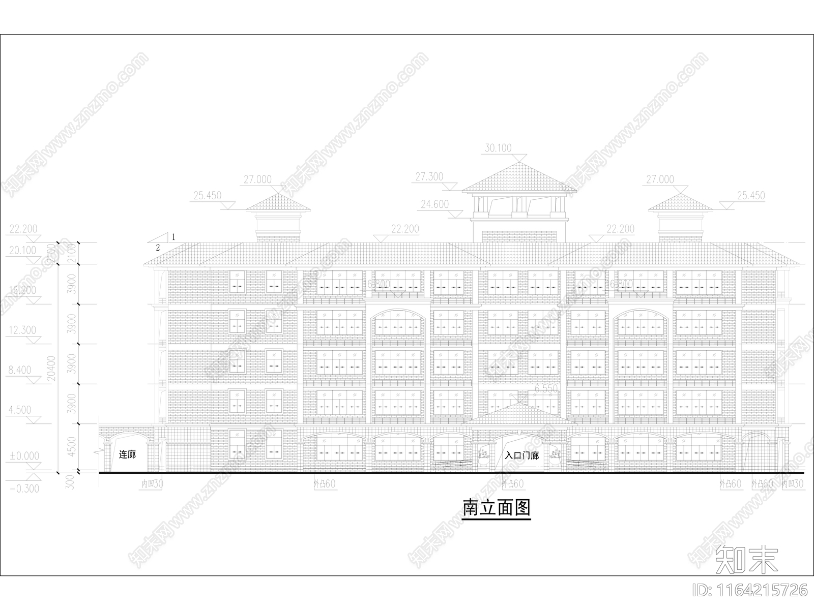 复古学校建筑cad施工图下载【ID:1164215726】