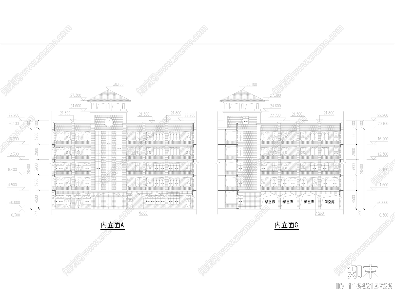 复古学校建筑cad施工图下载【ID:1164215726】