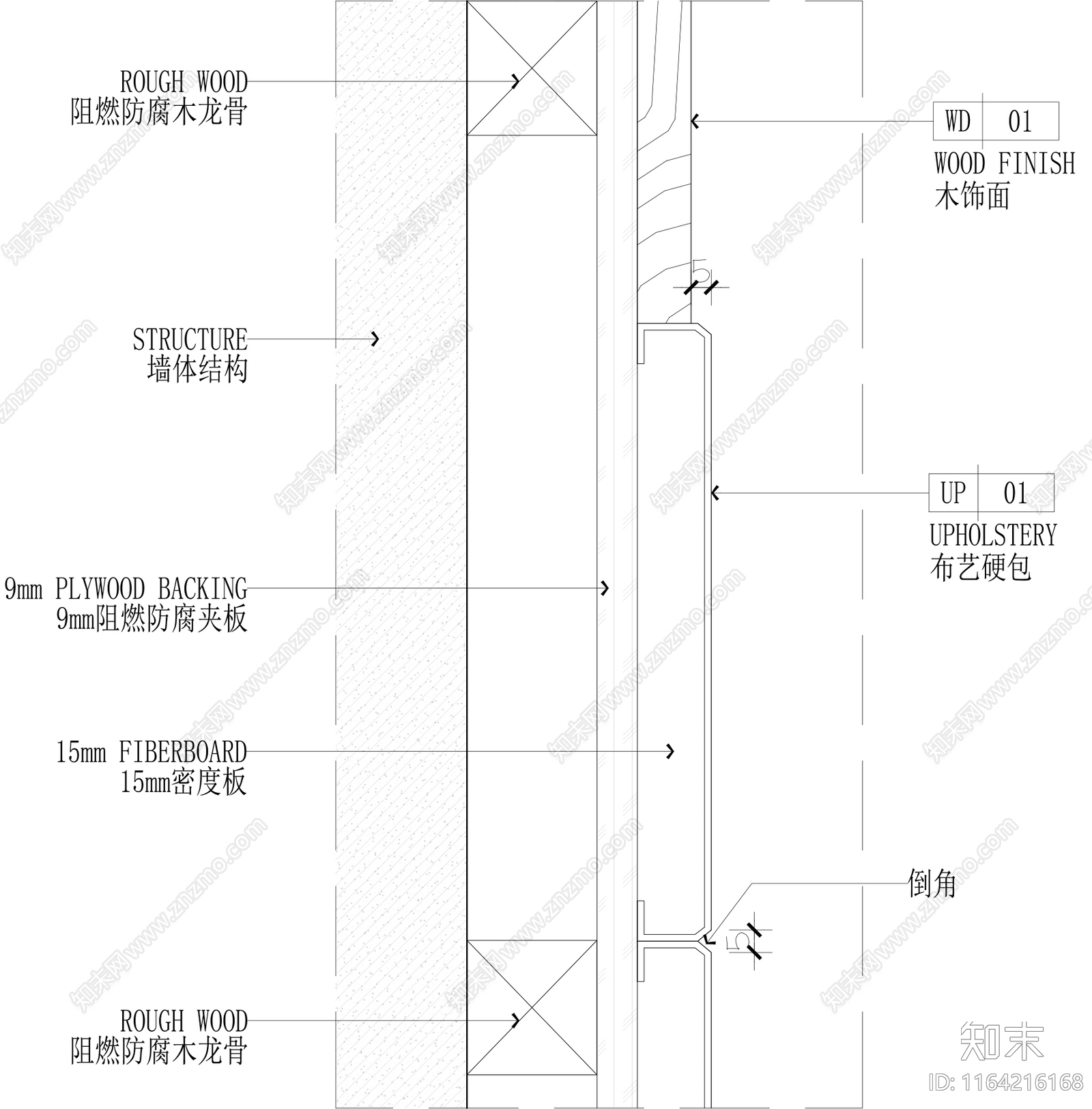 现代墙面节点cad施工图下载【ID:1164216168】