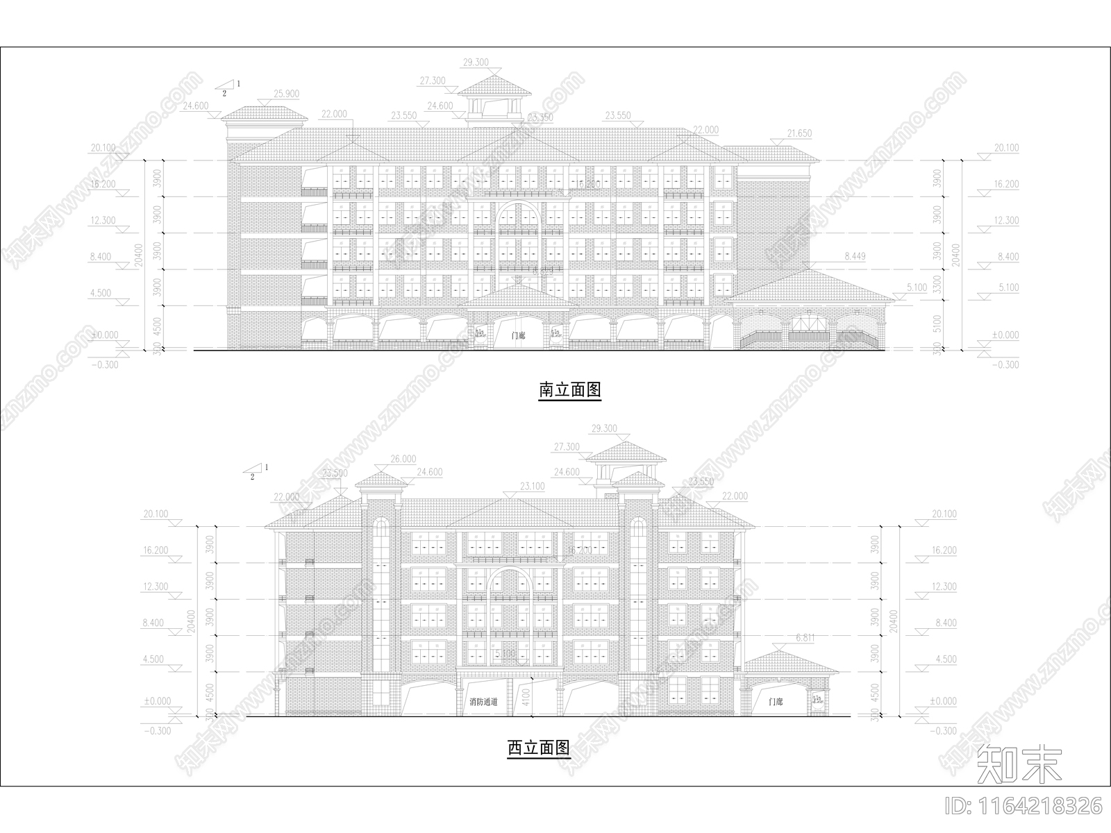 复古学校建筑cad施工图下载【ID:1164218326】