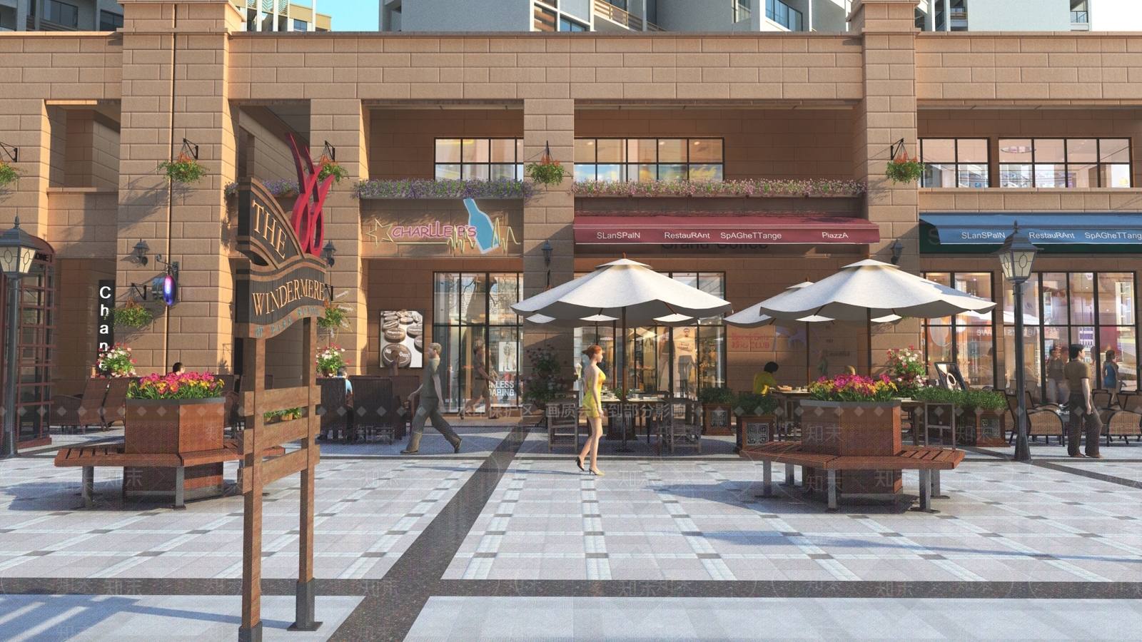 现代商业街3D模型下载【ID:1164220289】