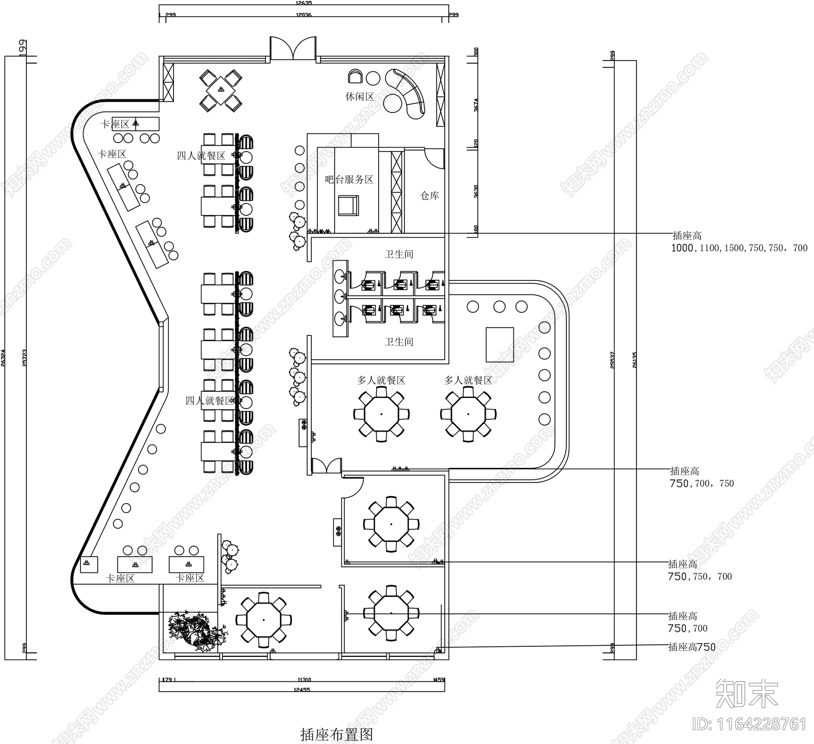 新中式中餐厅cad施工图下载【ID:1164228761】