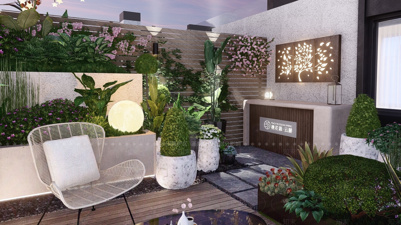 现代轻奢屋顶花园SU模型下载【ID:1164230209】