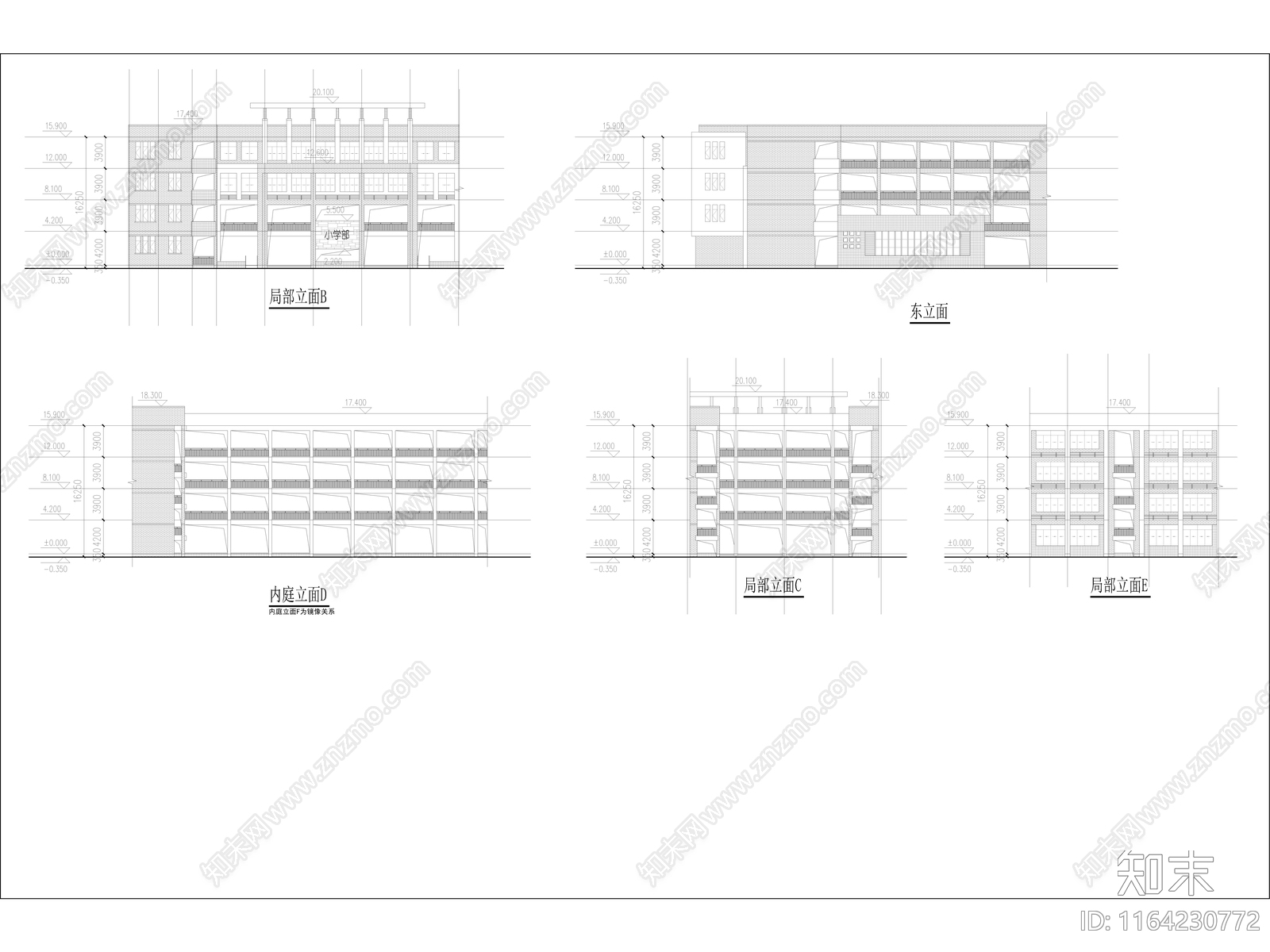 现代学校建筑cad施工图下载【ID:1164230772】