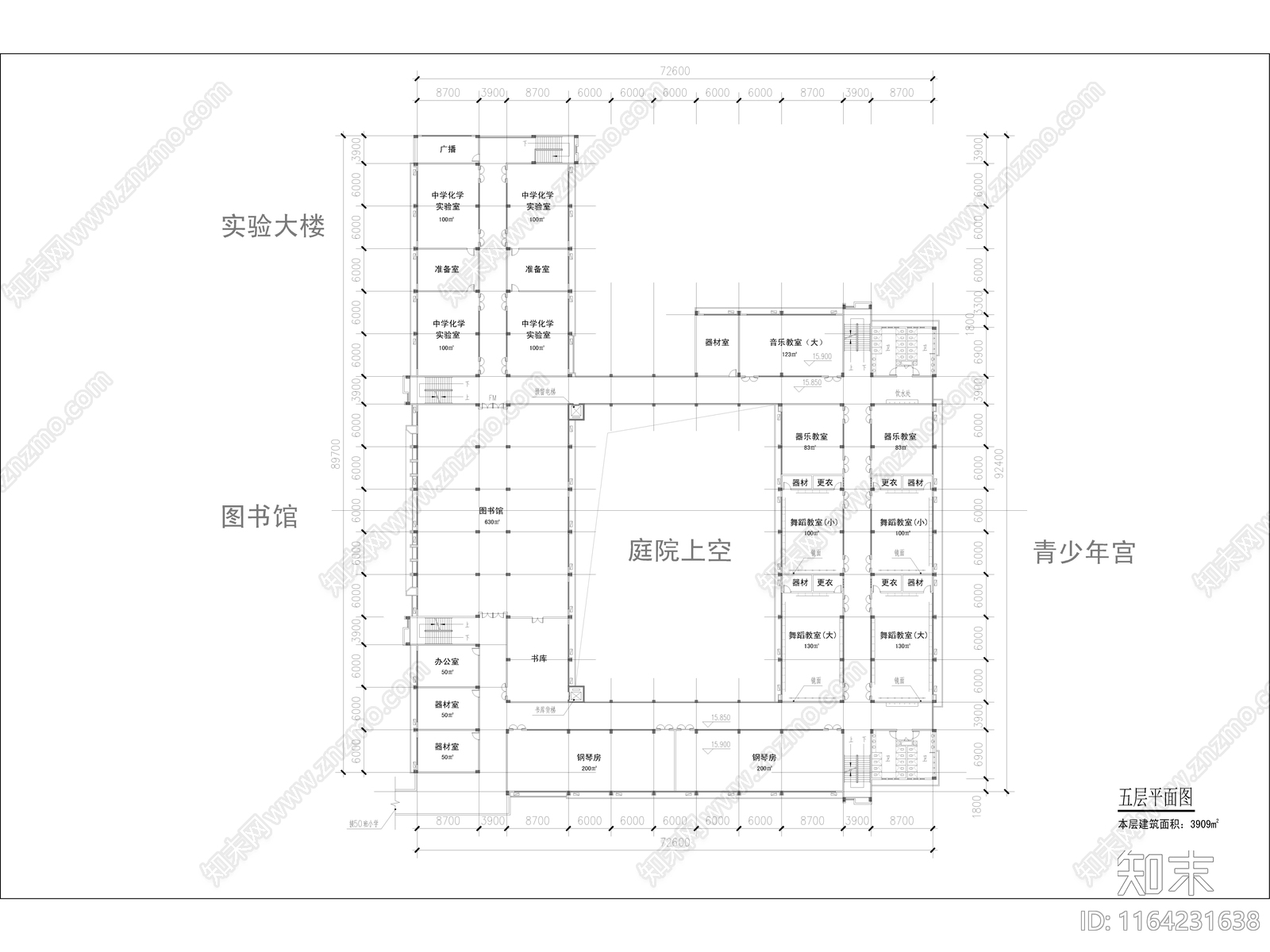 现代学校建筑cad施工图下载【ID:1164231638】