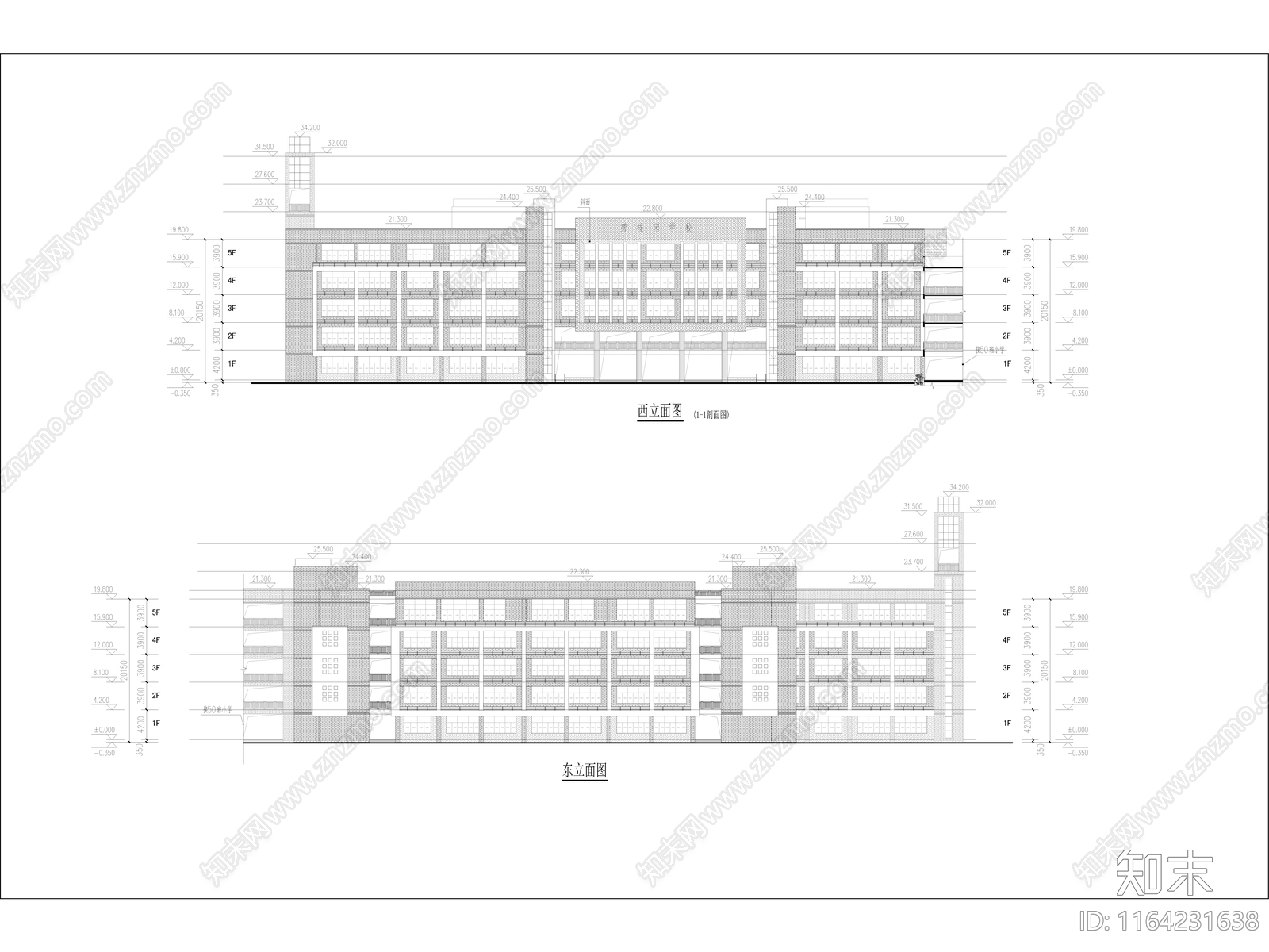 现代学校建筑cad施工图下载【ID:1164231638】