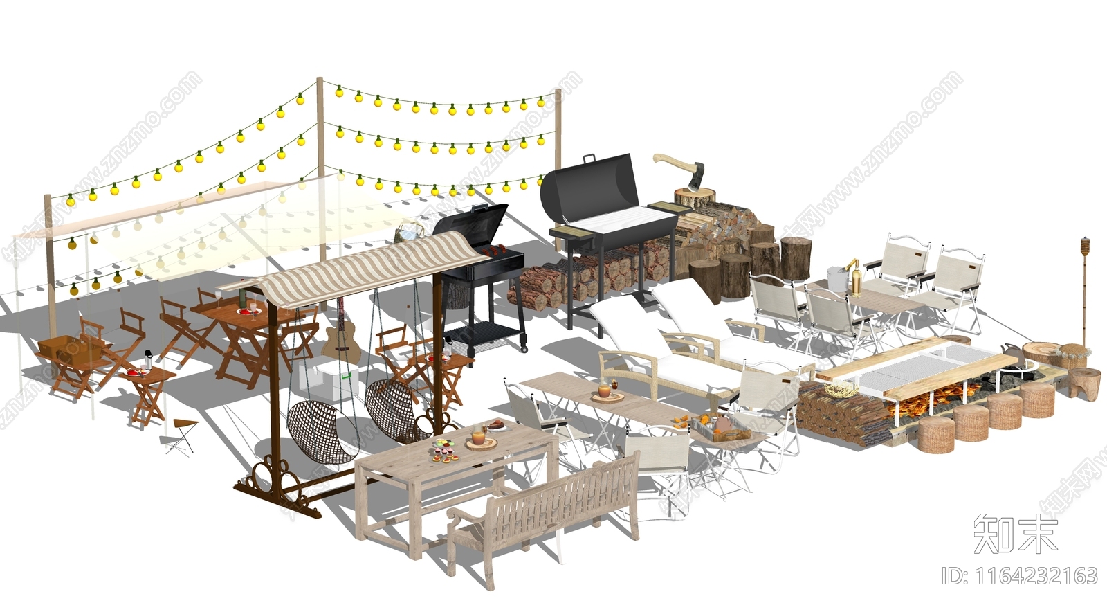 现代工业户外桌椅SU模型下载【ID:1164232163】