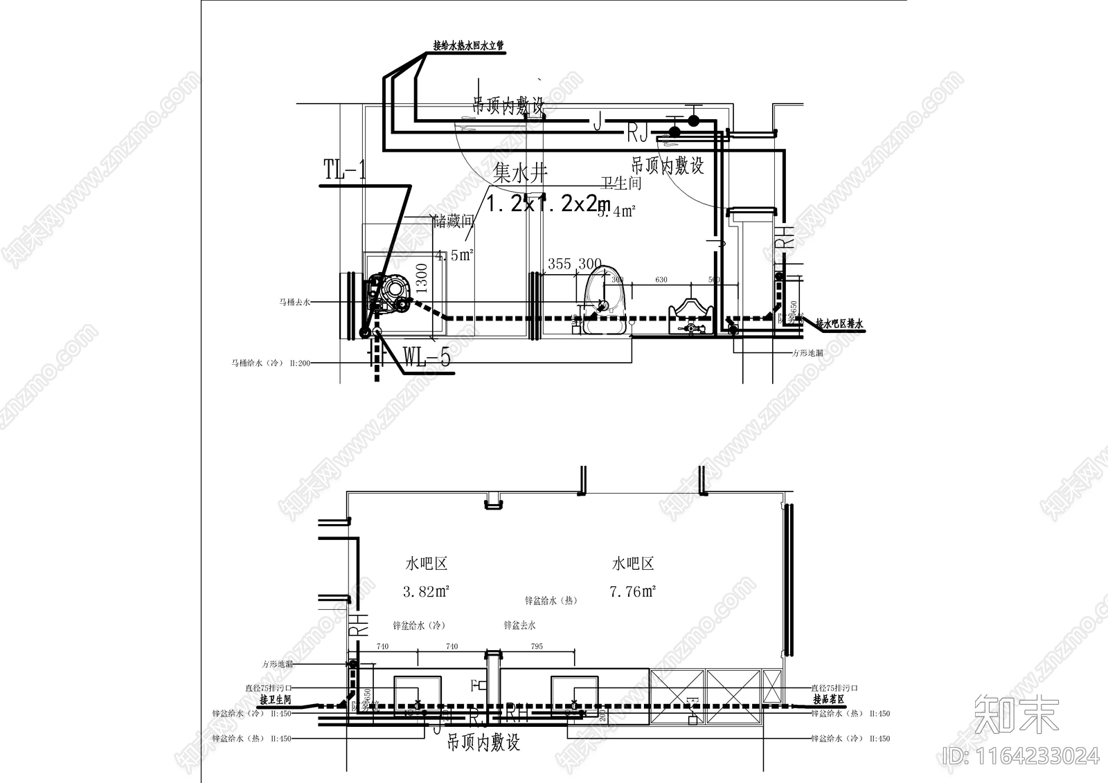 给排水图cad施工图下载【ID:1164233024】