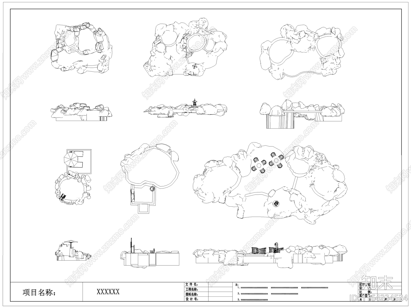 中式假山水景图库施工图下载【ID:1164234524】