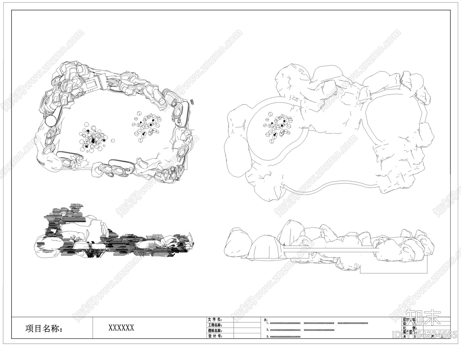 中式假山水景图库施工图下载【ID:1164234665】