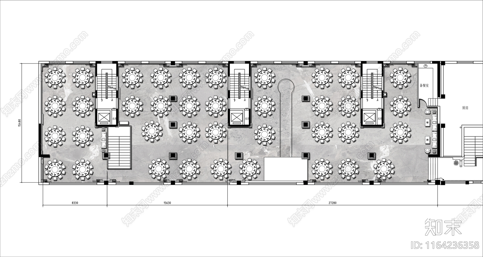 现代新中式中餐厅cad施工图下载【ID:1164236358】