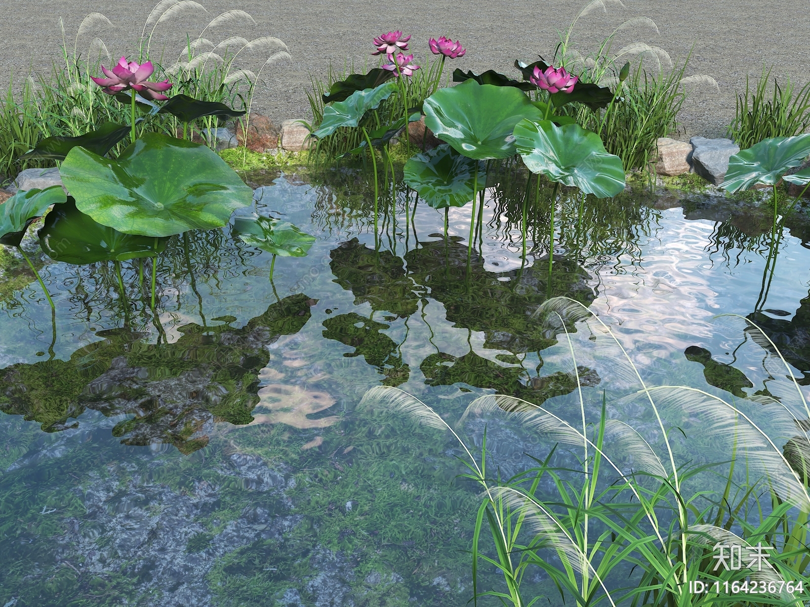 现代新中式水景SU模型下载【ID:1164236764】