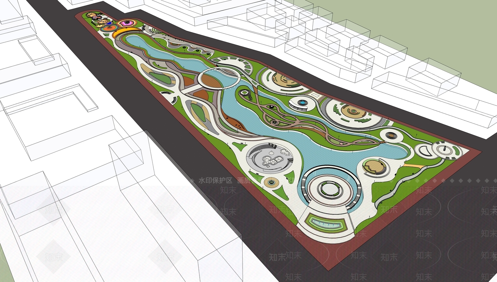 现代景观公园SU模型下载【ID:1164236869】