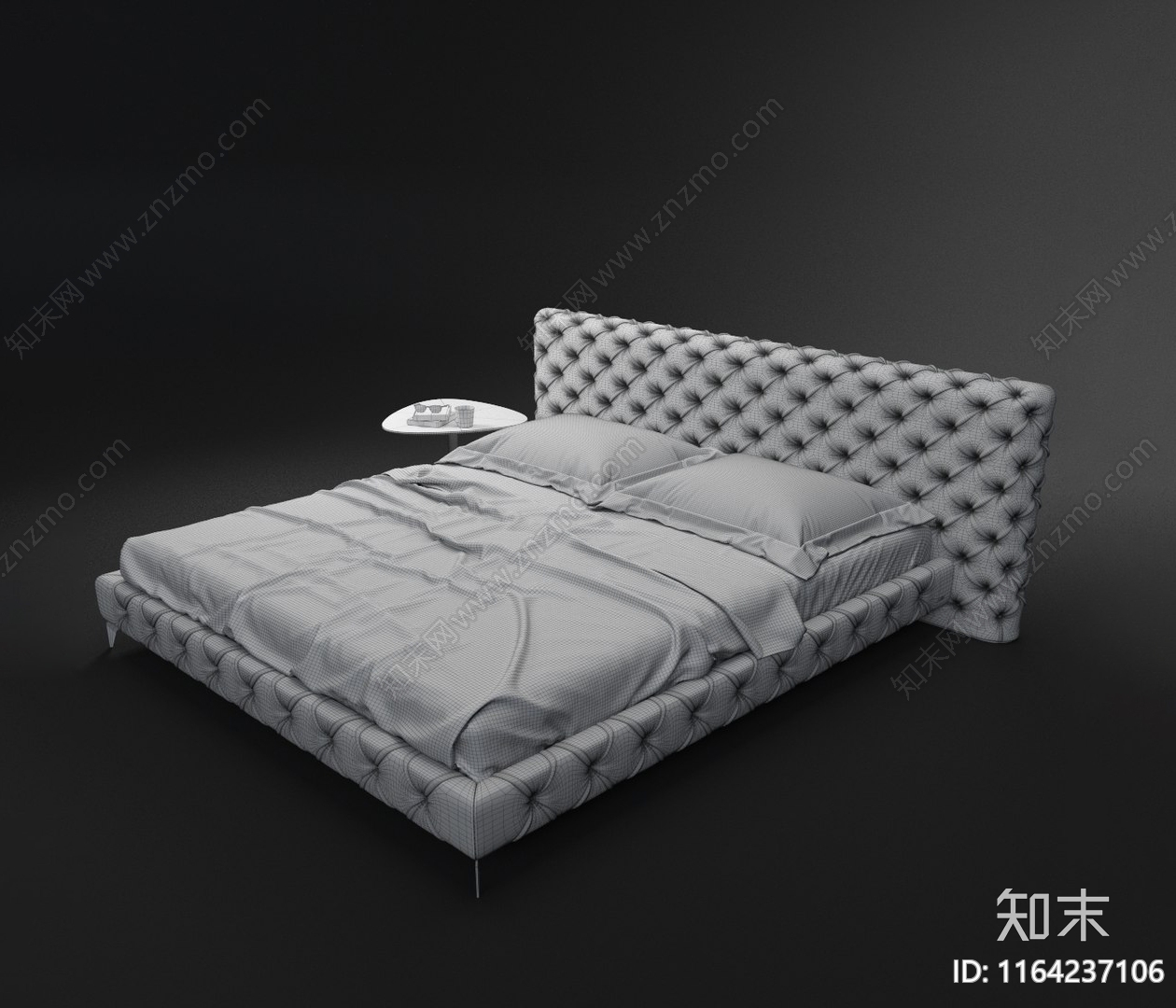 简欧欧式双人床3D模型下载【ID:1164237106】