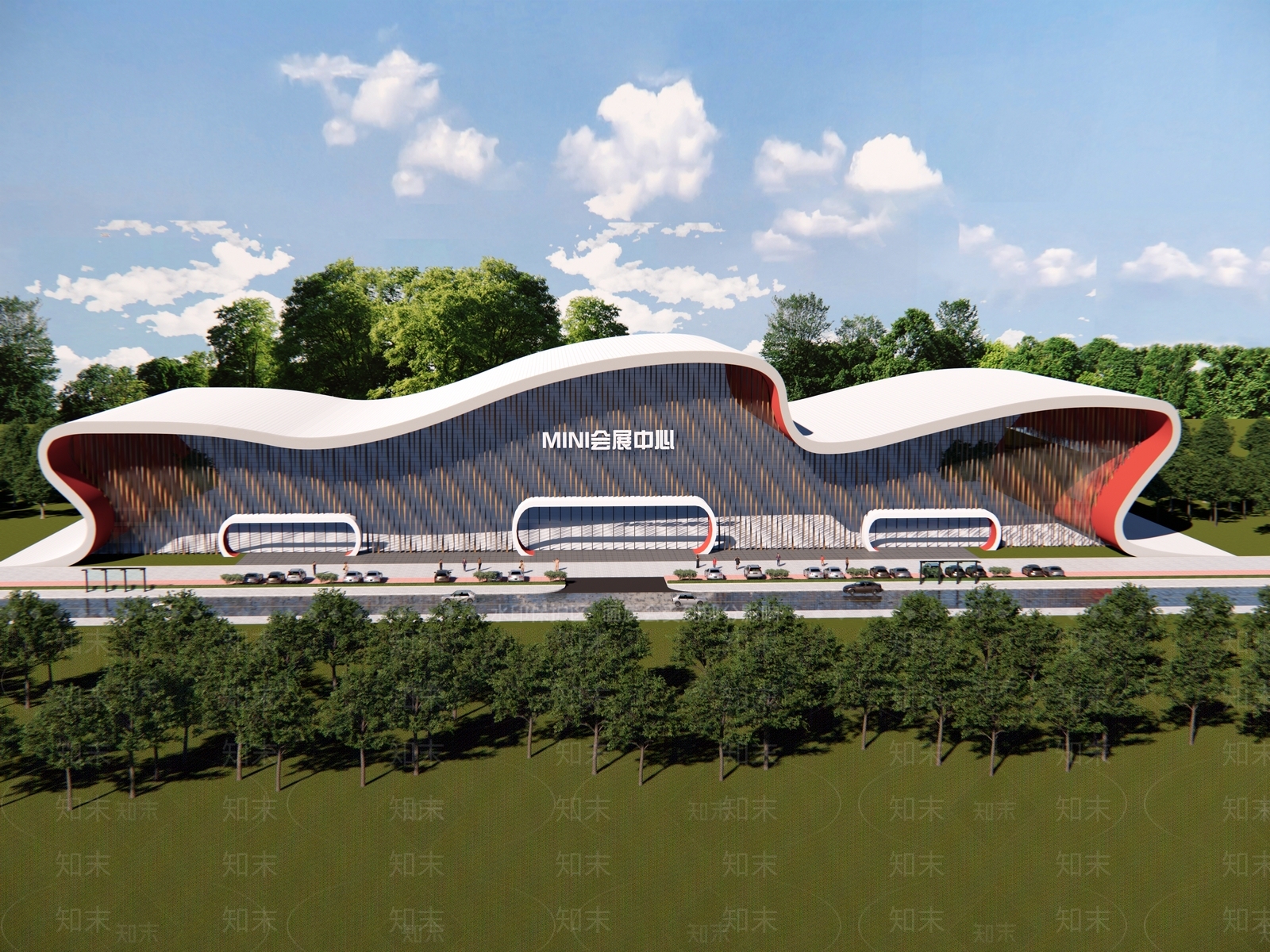 现代展览馆建筑SU模型下载【ID:1164239921】