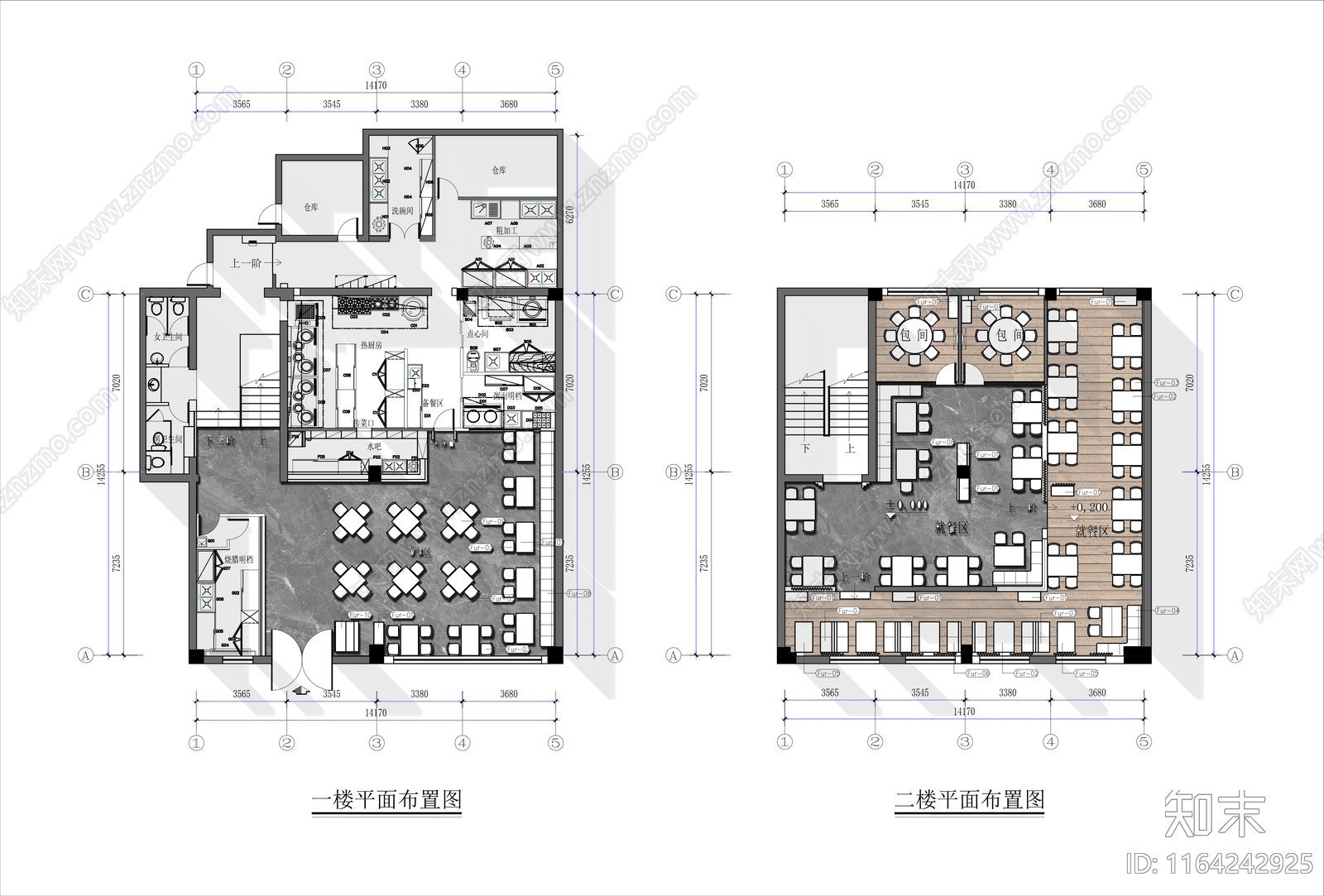 现代北欧茶餐厅cad施工图下载【ID:1164242925】