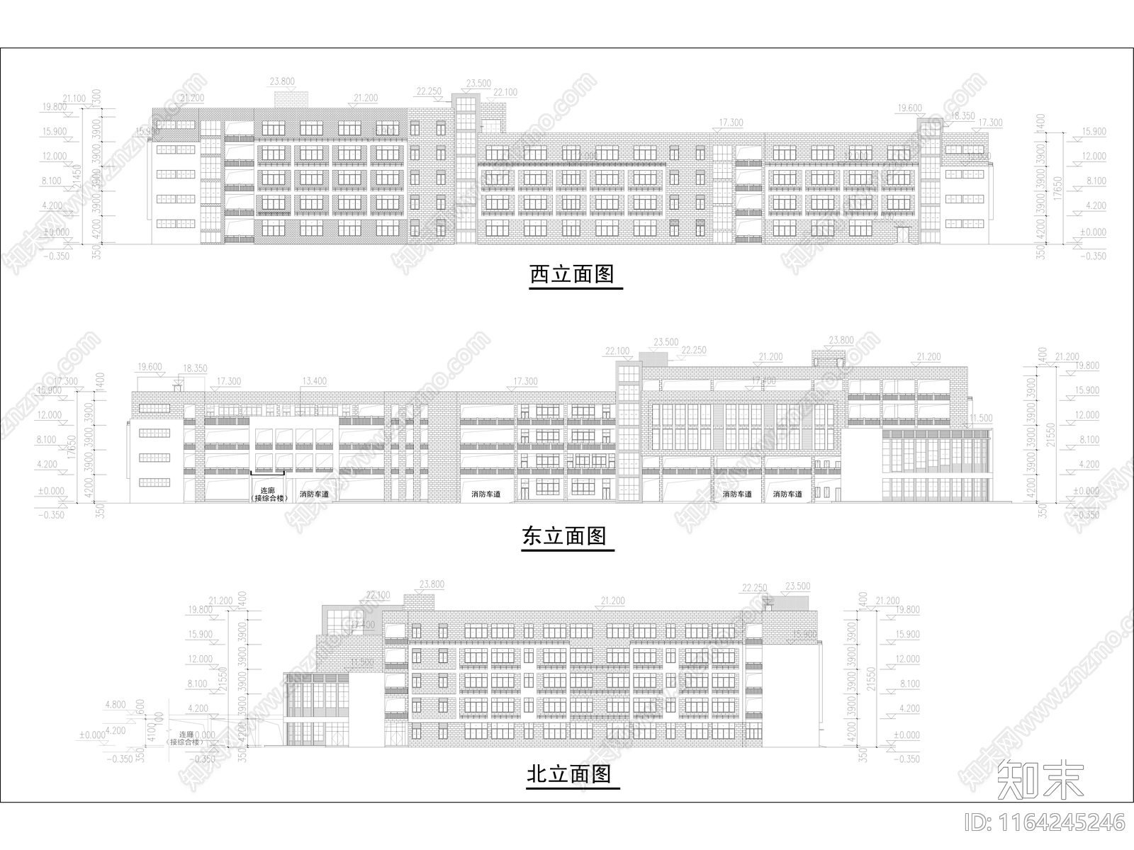 现代学校建筑cad施工图下载【ID:1164245246】