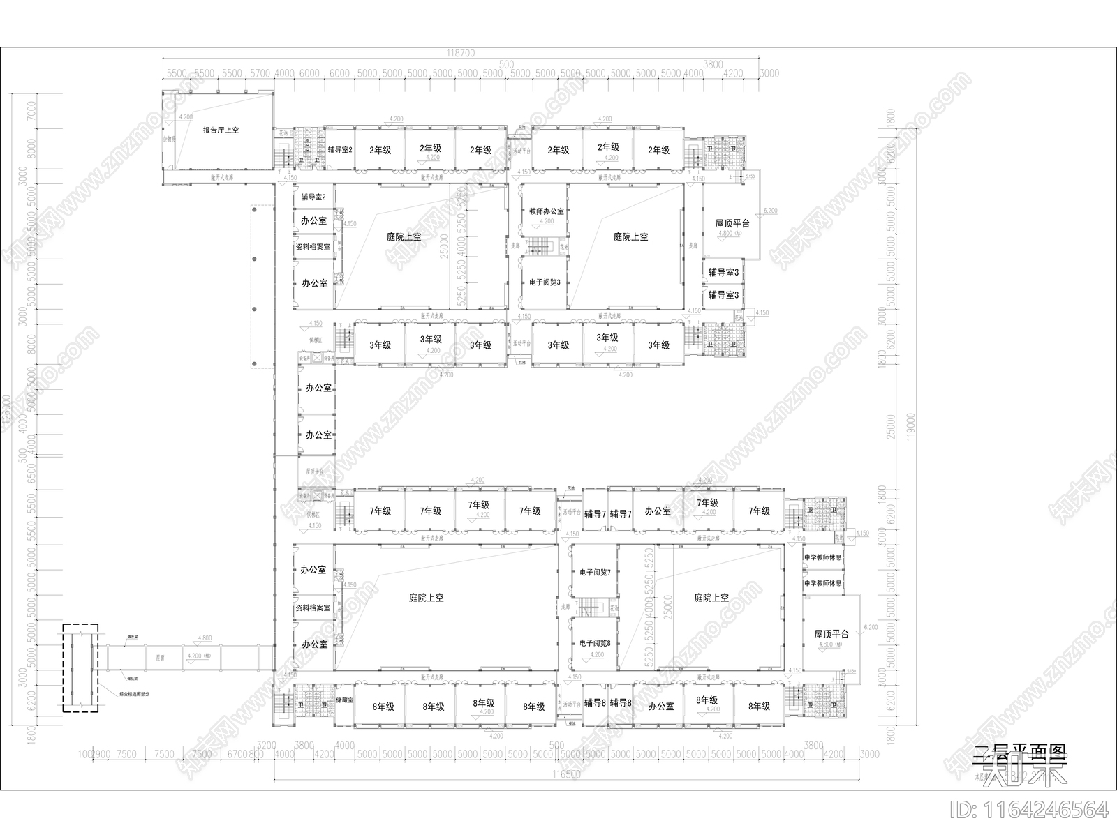 现代学校建筑cad施工图下载【ID:1164246564】