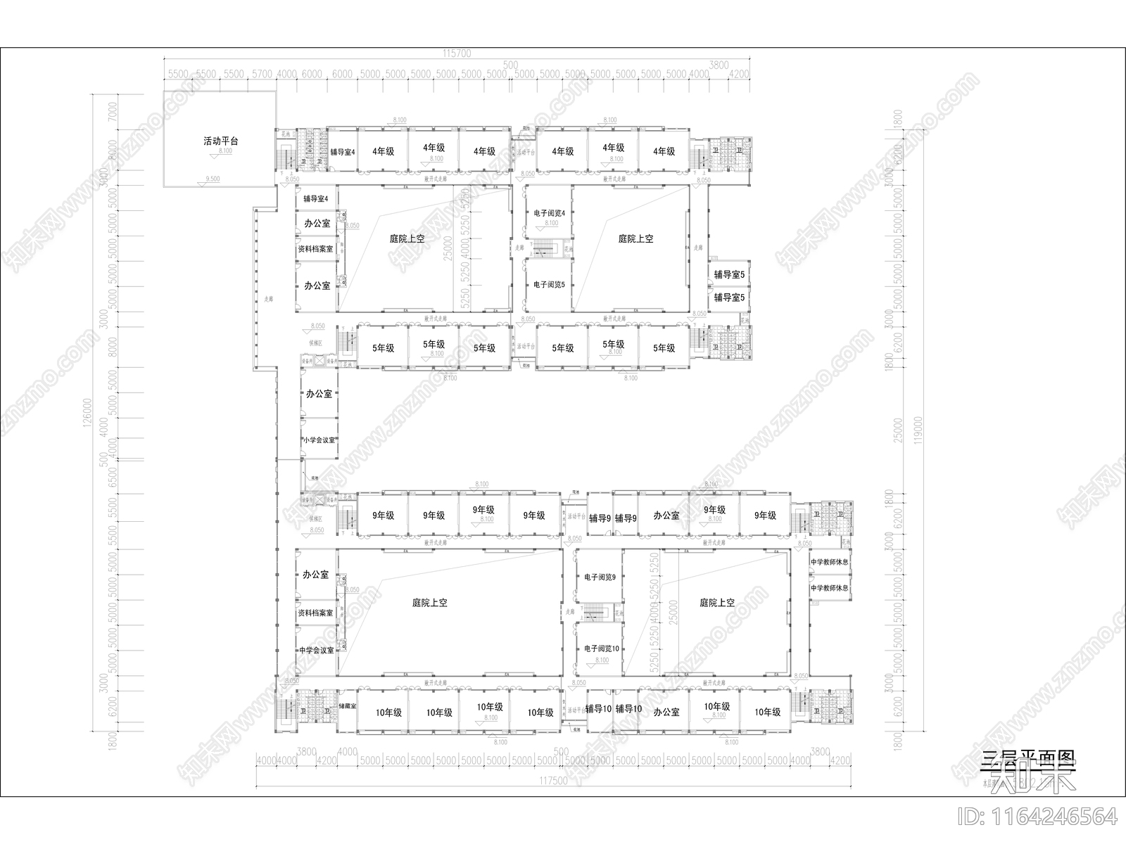 现代学校建筑cad施工图下载【ID:1164246564】