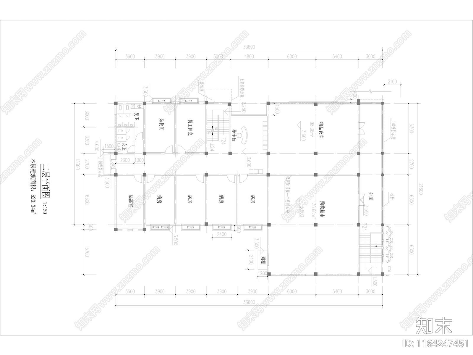 现代医院建筑cad施工图下载【ID:1164247451】
